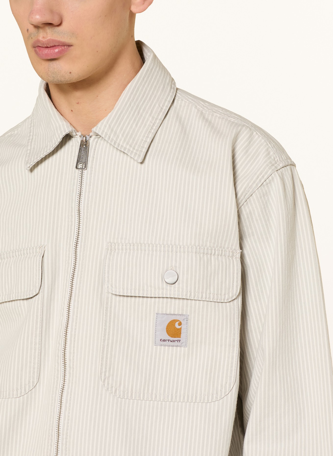 carhartt WIP Płaszcz MERCER: JASNOCZARY / BIAŁY