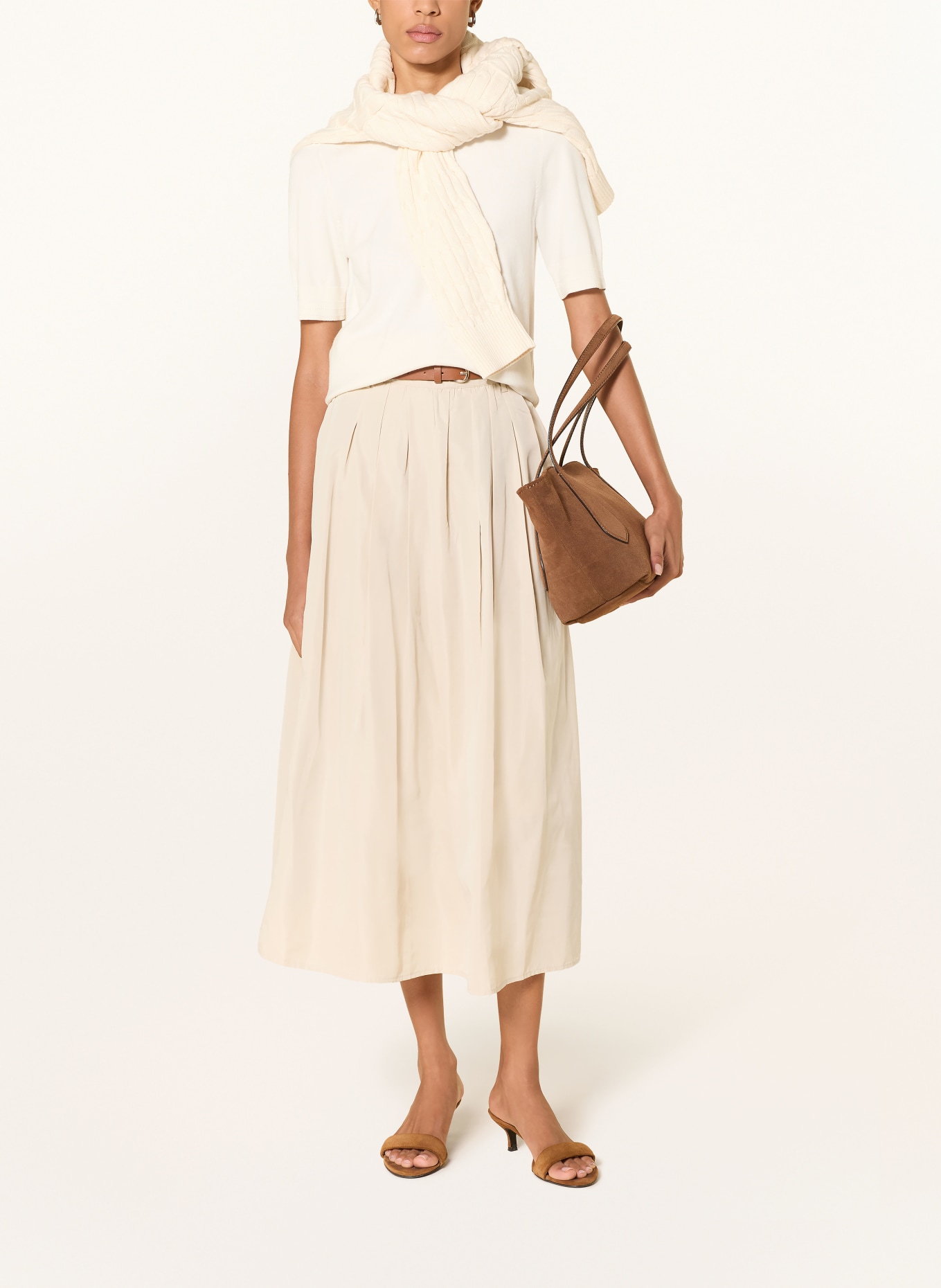 CARTOON Rock mit Plissees: CREME