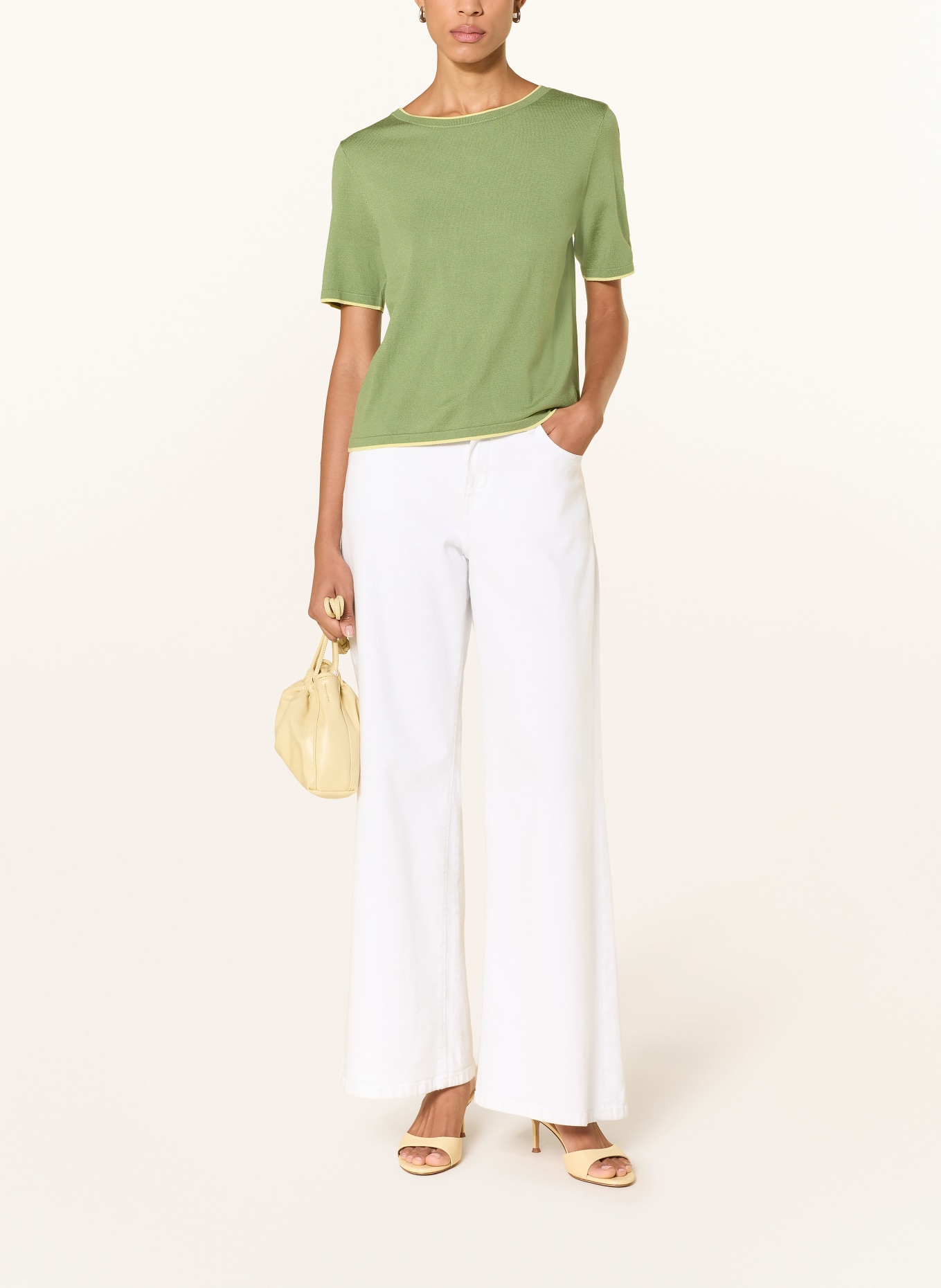 CARTOON Knit shirt: OLIVE / YELLOW