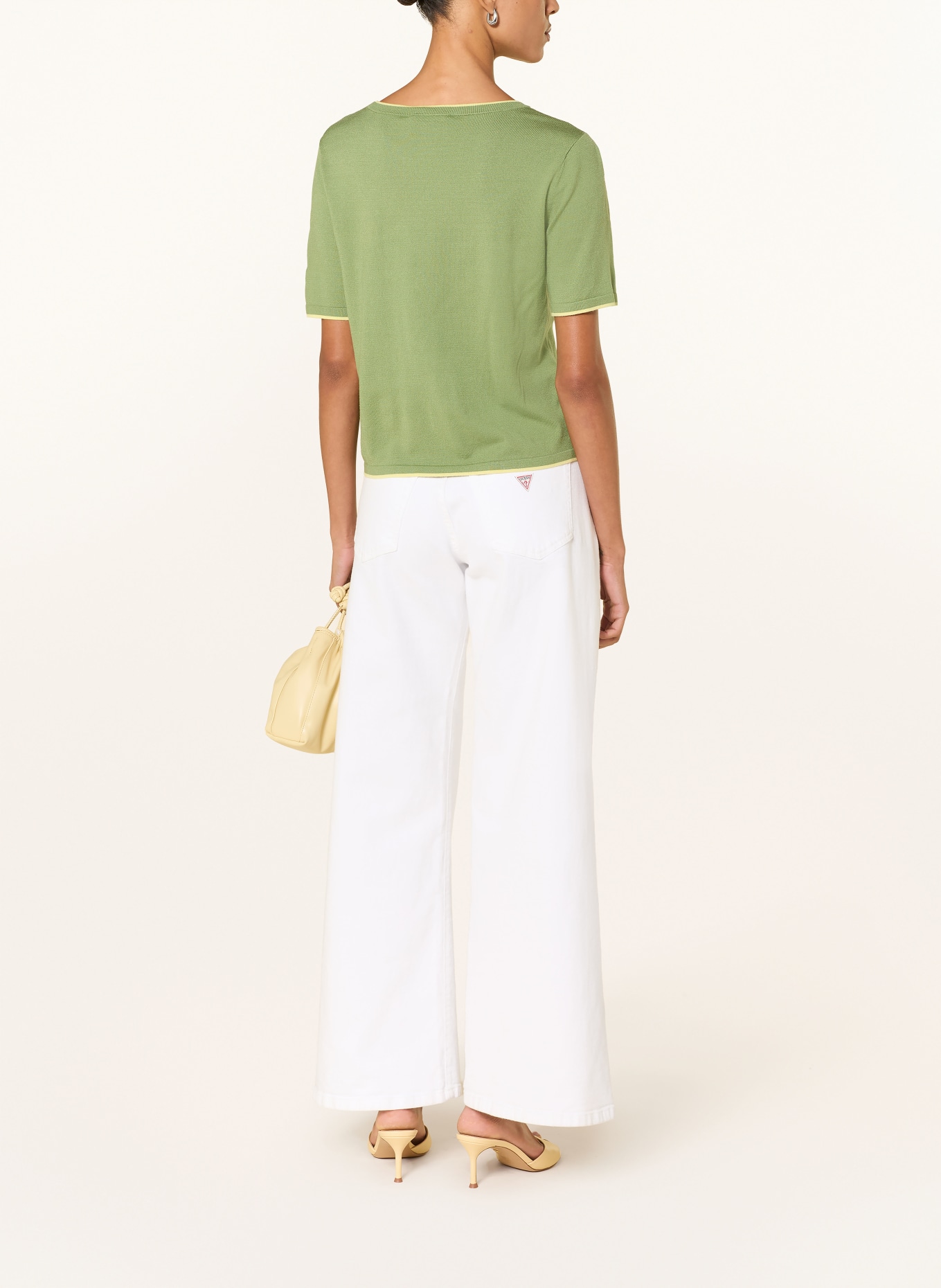 CARTOON Knit shirt: OLIVE / YELLOW