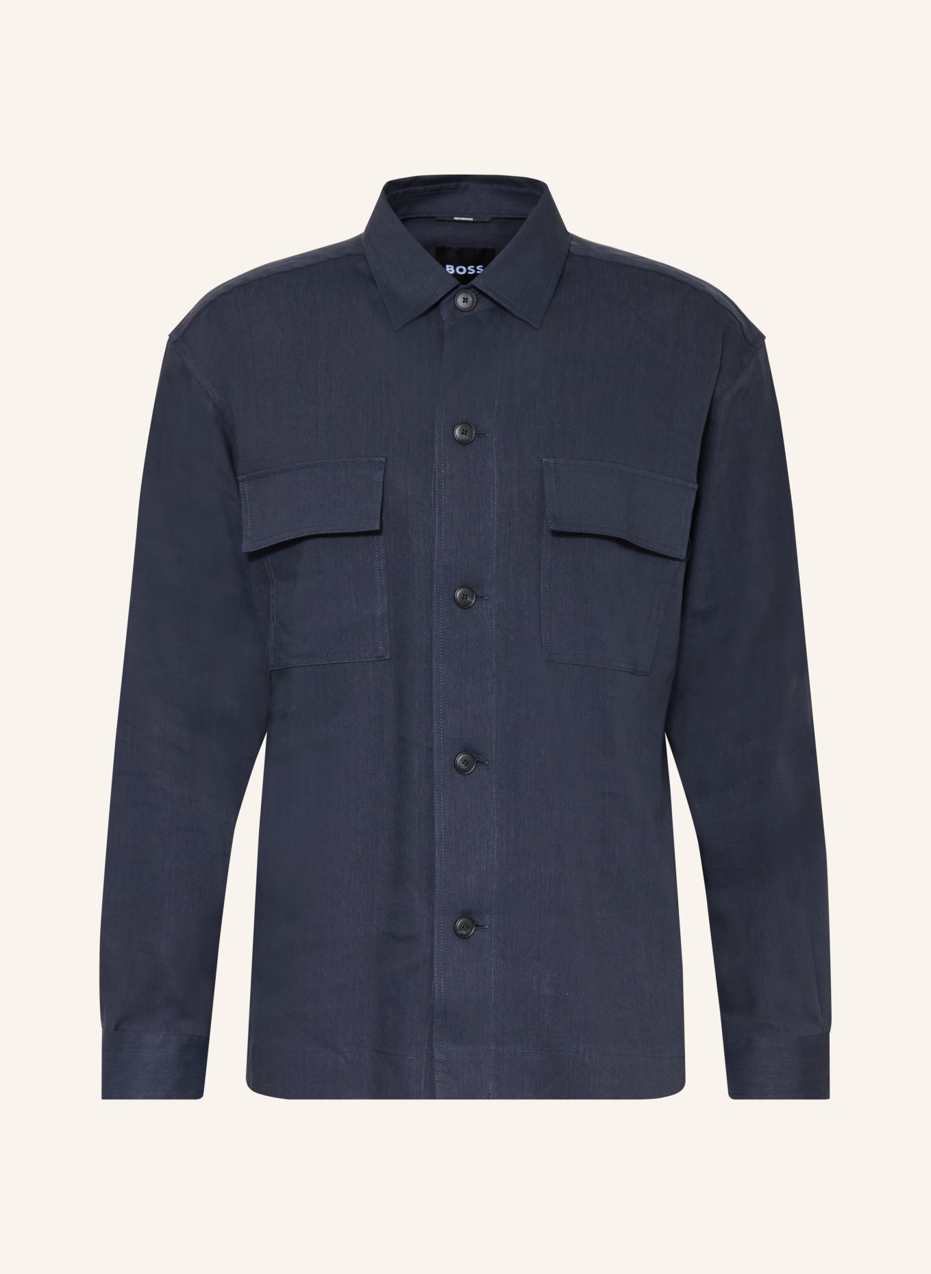 BOSS Hemd CAI Comfort Fit mit Leinen: DUNKELBLAU