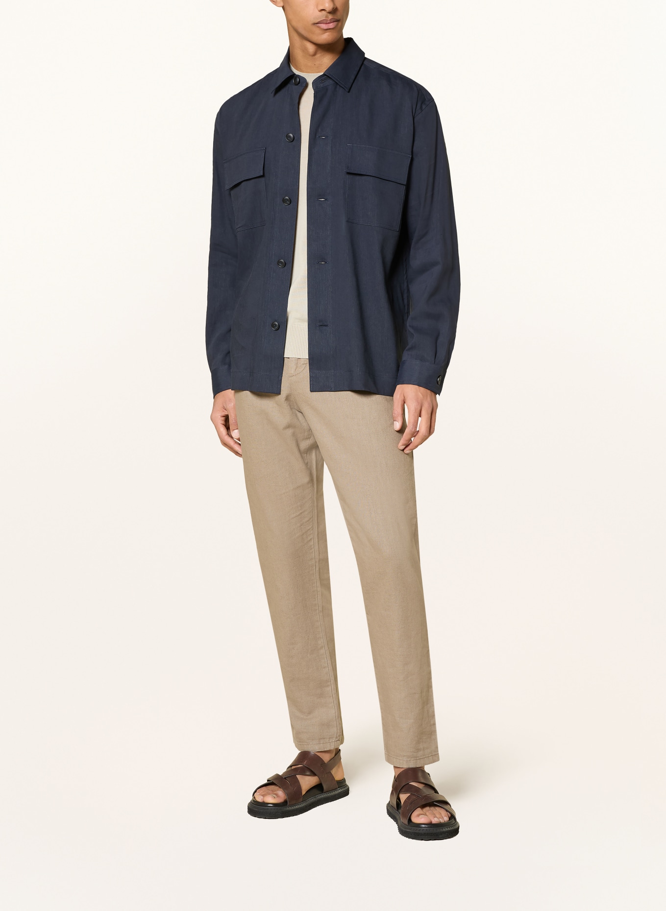 BOSS Hemd CAI Comfort Fit mit Leinen: DUNKELBLAU