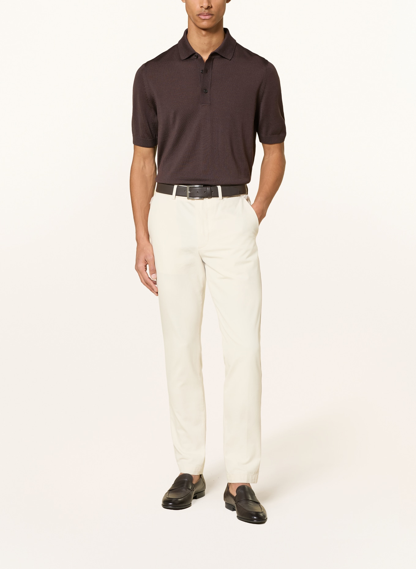 BOSS Strick-Poloshirt NOLANO: DUNKELBRAUN