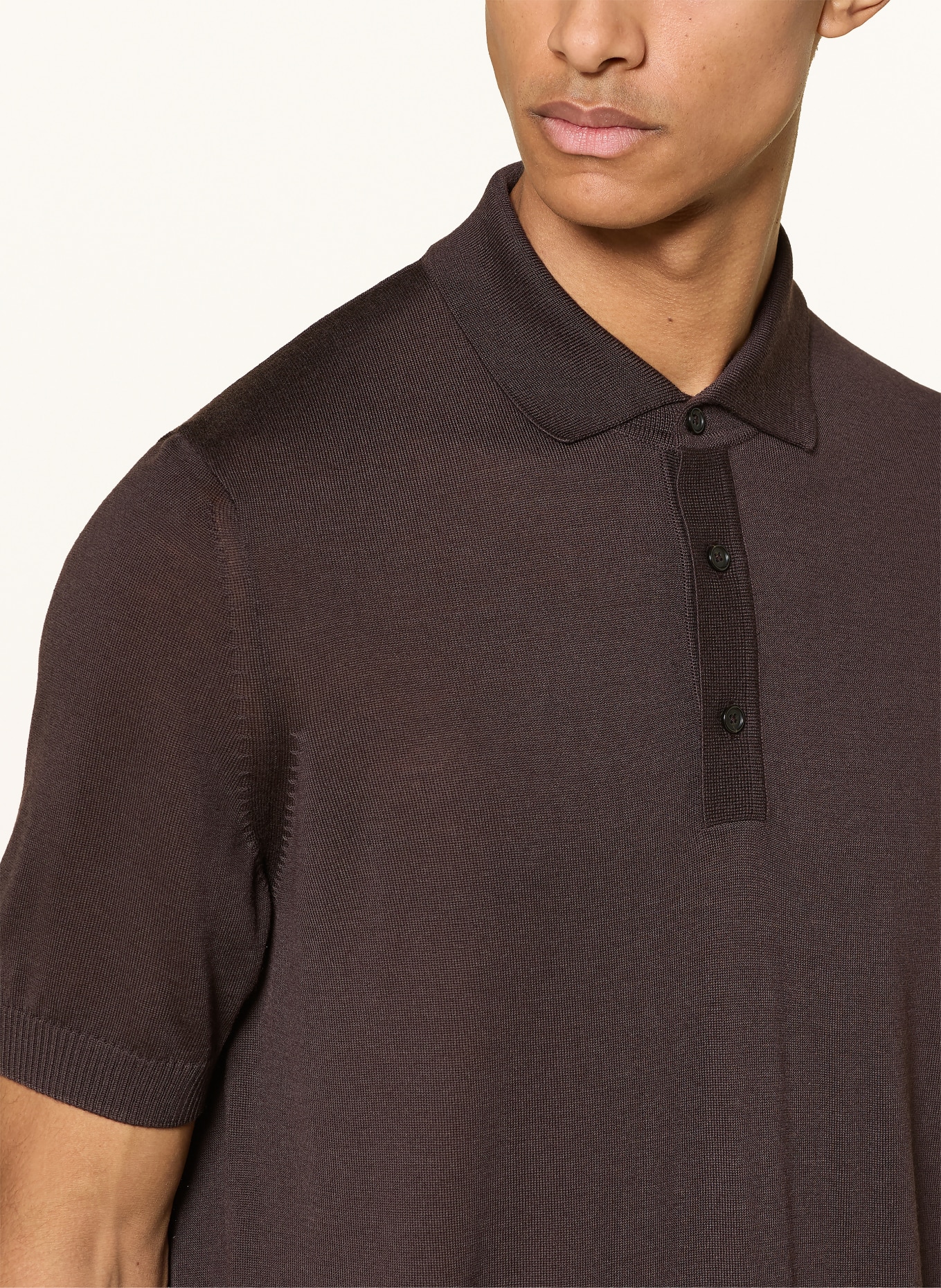 BOSS Strick-Poloshirt NOLANO: DUNKELBRAUN