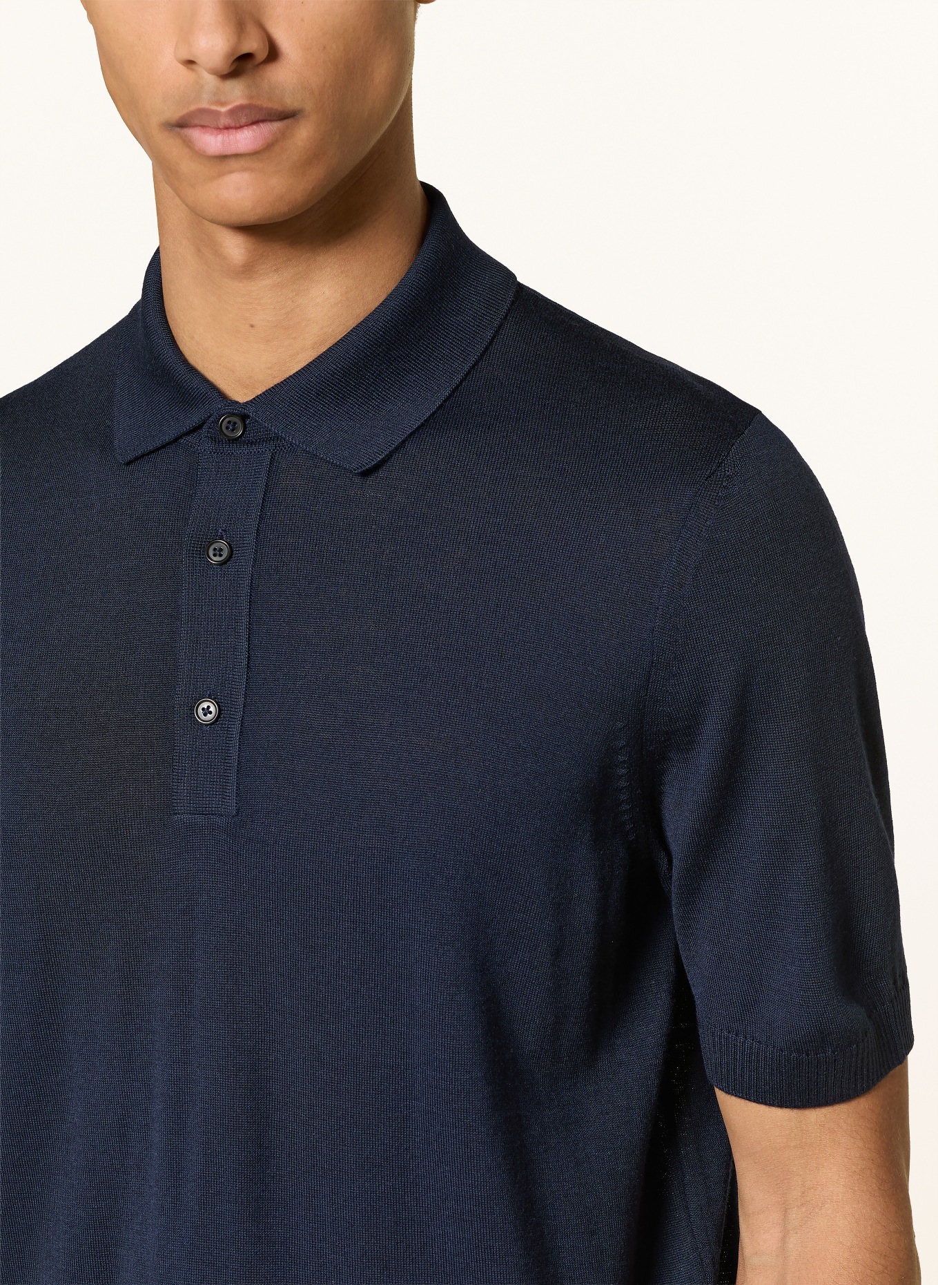 BOSS Strick-Poloshirt NOLANO: DUNKELBLAU