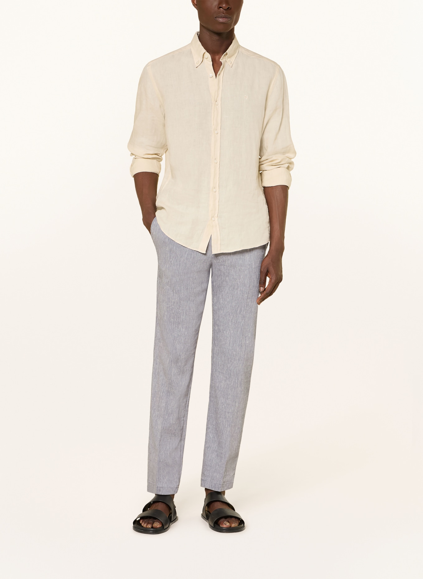 BOSS Hose KANE Extra Slim Fit mit Leinen: BLAUGRAU