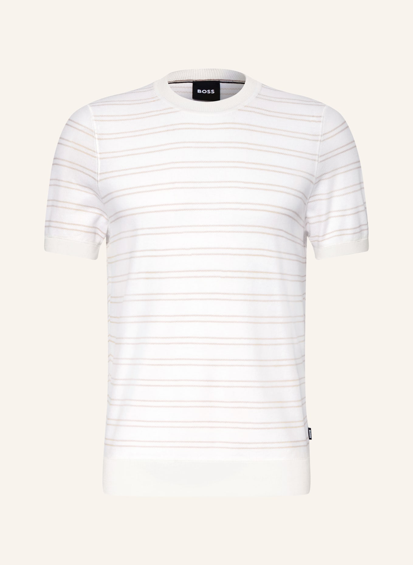 BOSS NALON Knit Sweatshirt: WHITE / BEIGE