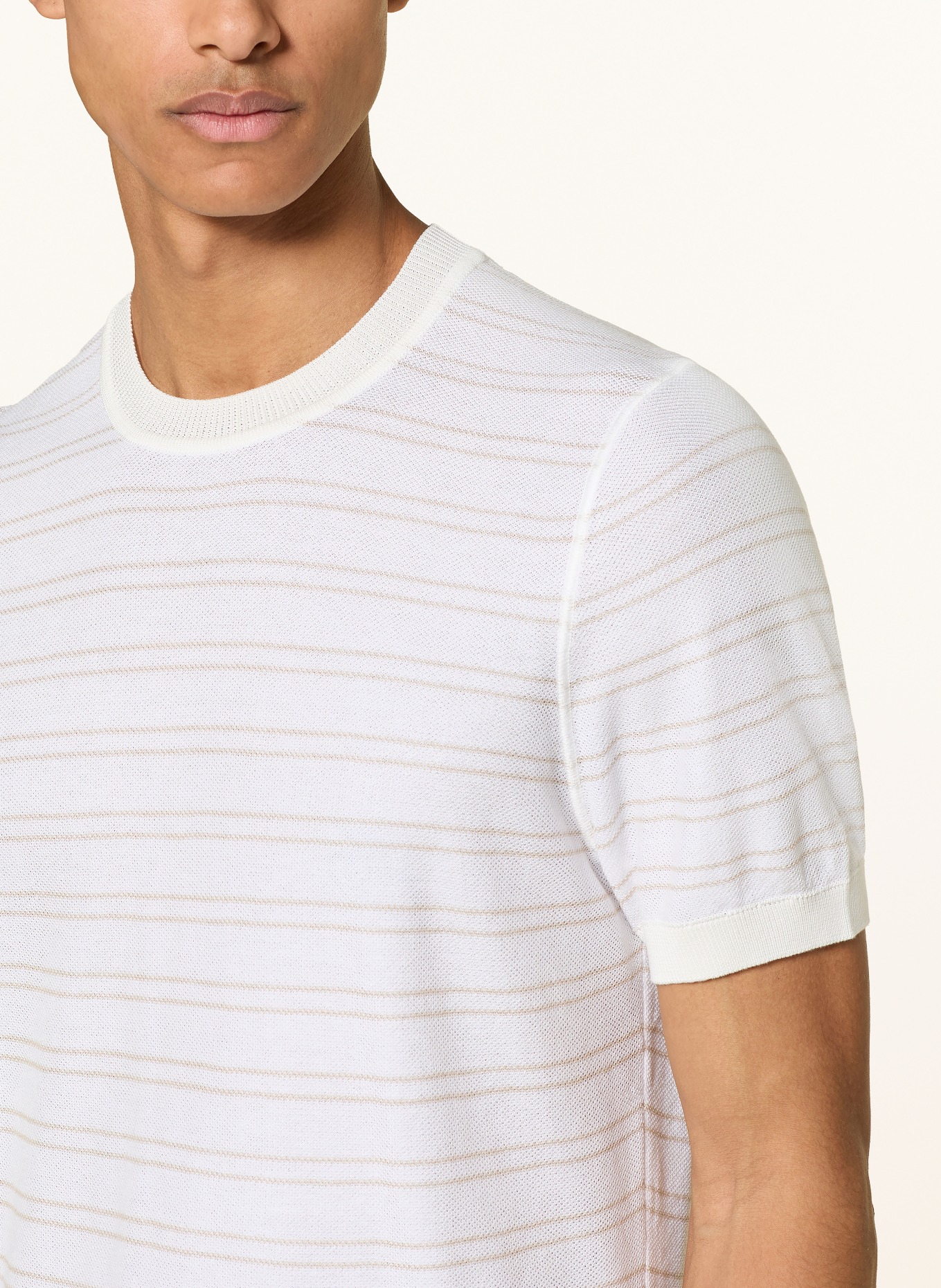 BOSS NALON Knit Sweatshirt: WHITE / BEIGE