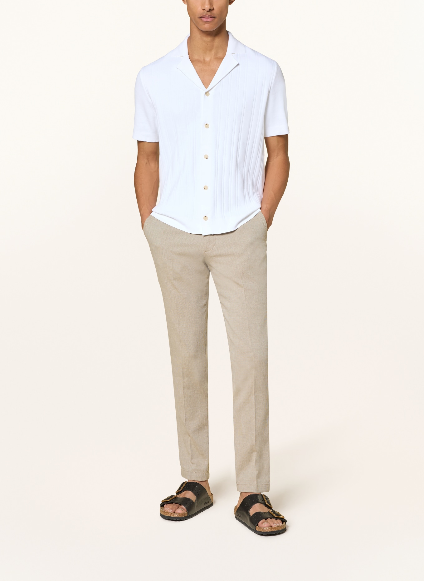 BOSS NERI Slim Fit Knit Shirt: WHITE