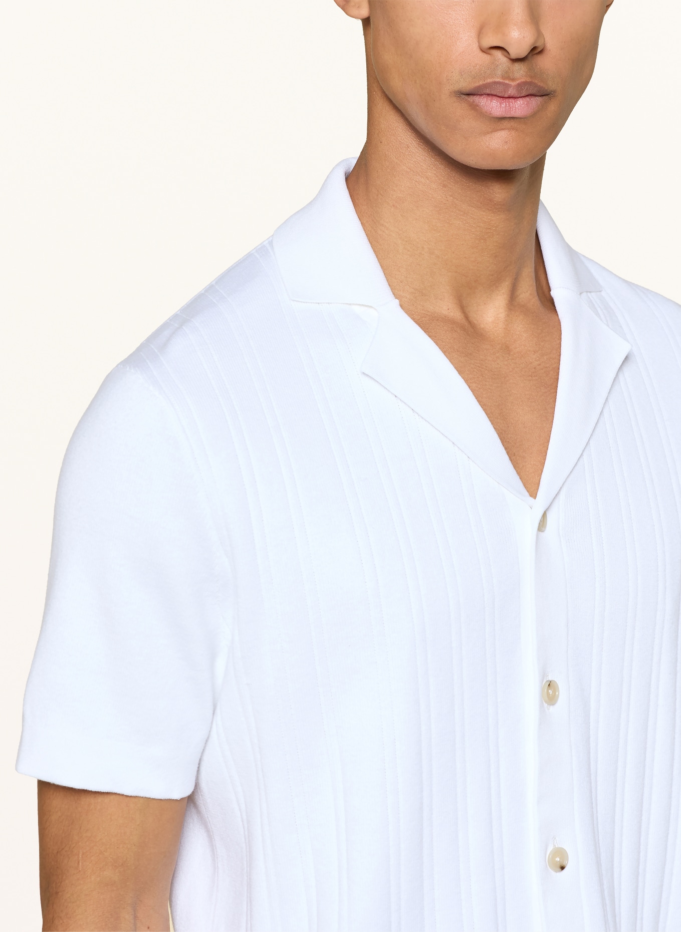 BOSS NERI Slim Fit Knit Shirt: WHITE