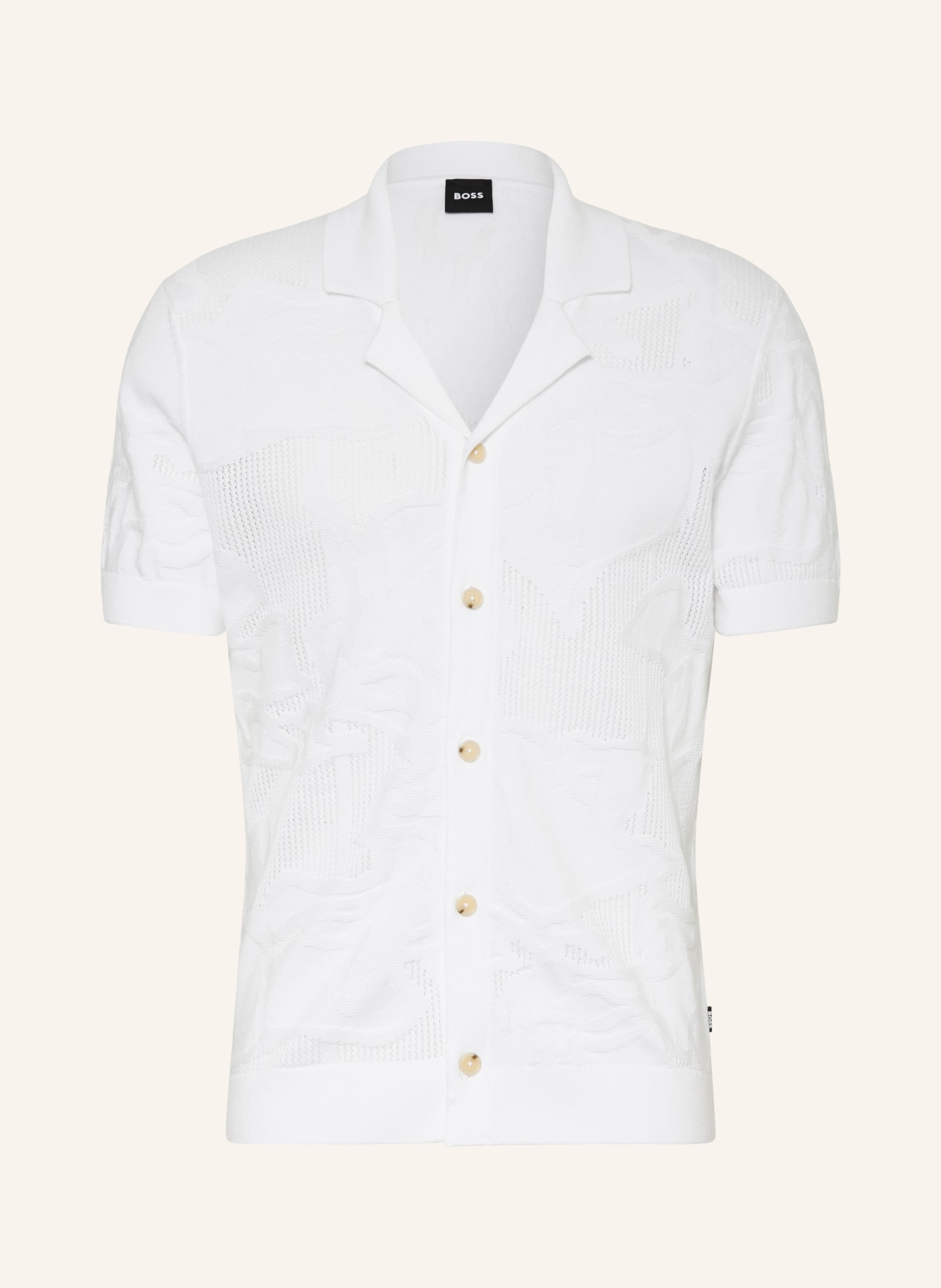 BOSS Strick-Resorthemd NOY Slim Fit: WEISS