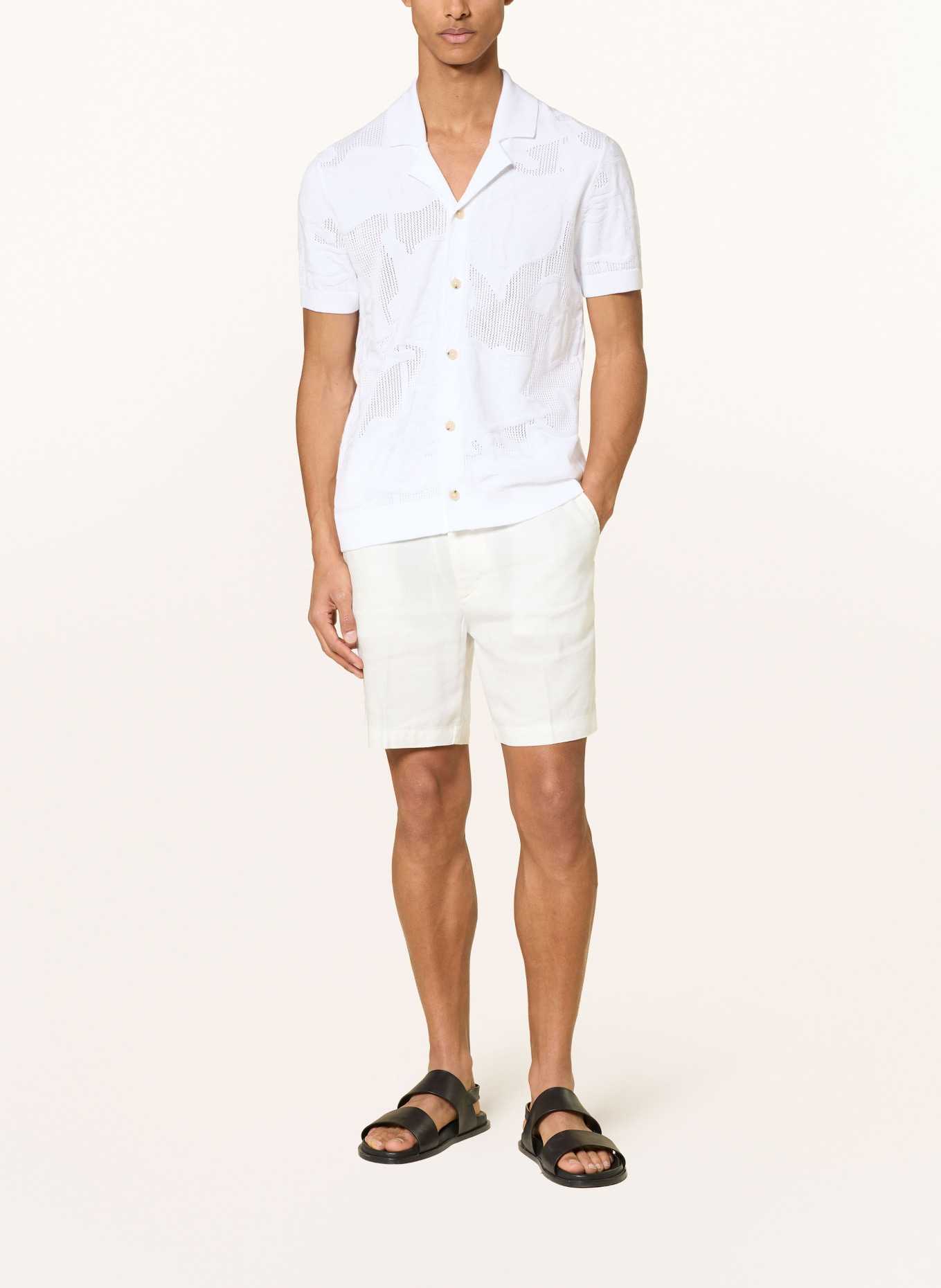 BOSS Strick-Resorthemd NOY Slim Fit: WEISS