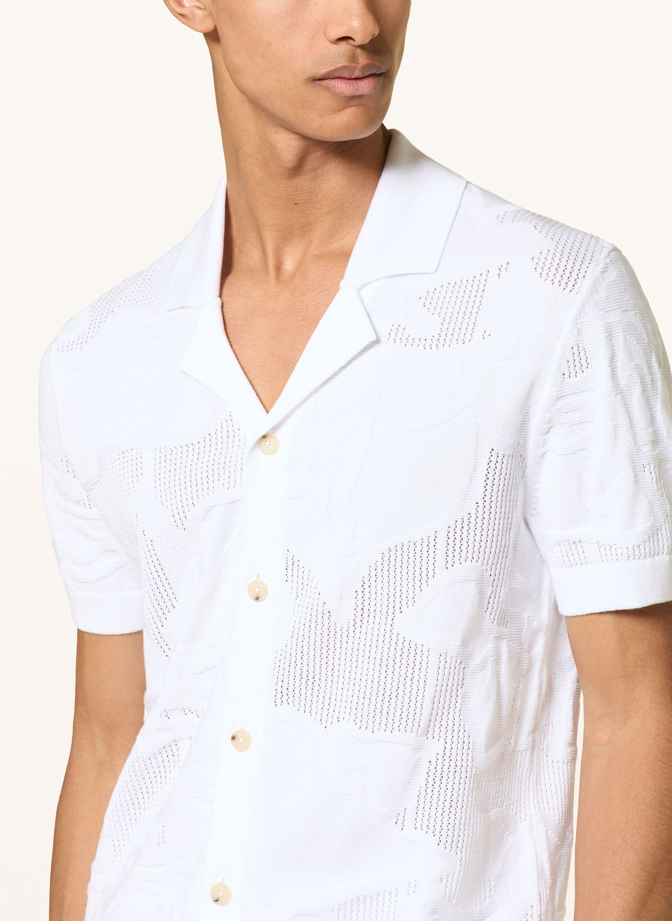 BOSS Strick-Resorthemd NOY Slim Fit: WEISS