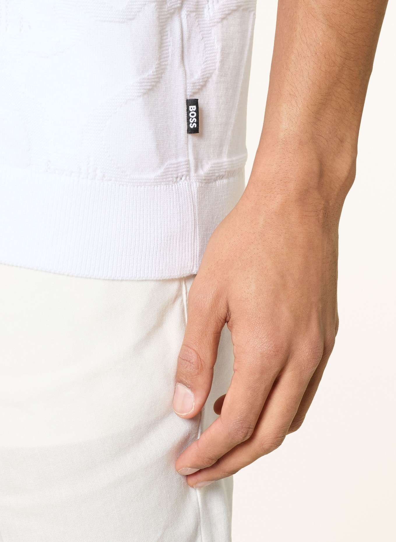 BOSS Strick-Resorthemd NOY Slim Fit: WEISS