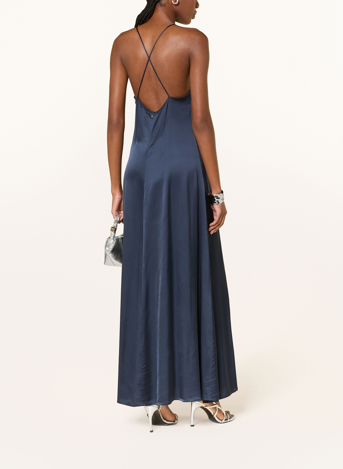 ottod'ame robe en satin: BLEU FONCÉ