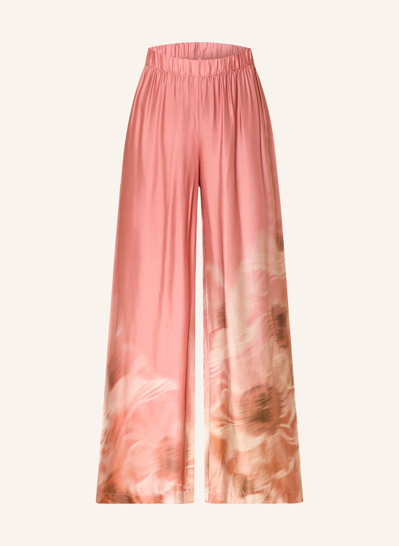 ottod'ame Satin Marlene pants: LIGHT RED / CREAM / TAUPE