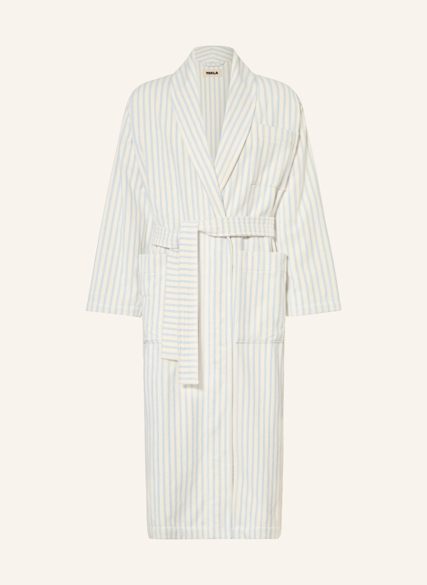 TEKLA Unisex-Bademantel: HELLBLAU / ECRU