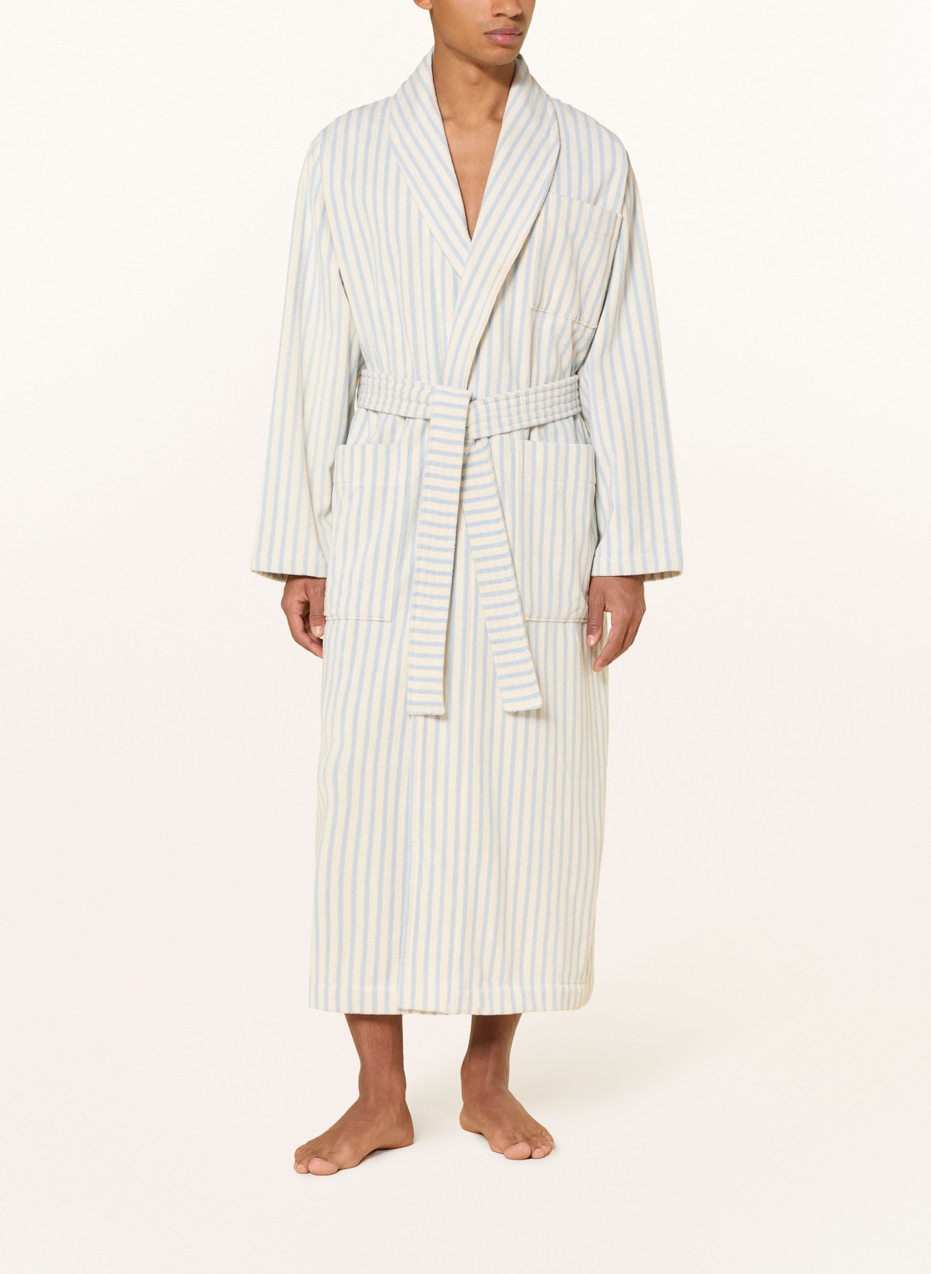 TEKLA Unisex-Bademantel: HELLBLAU / ECRU