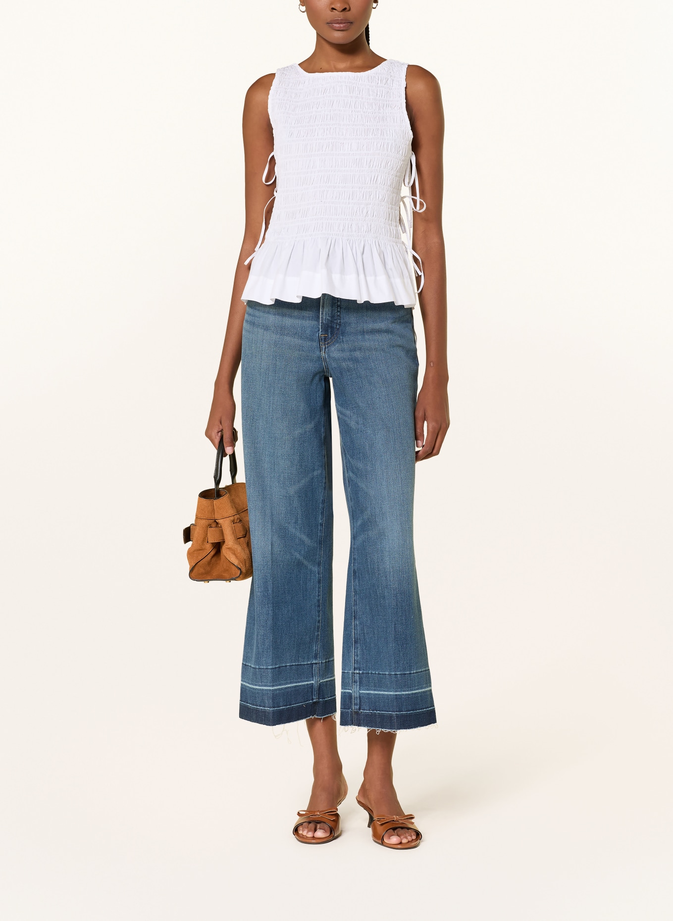 GOOD AMERICAN Cropped Jeans SOFT TECH GOOD WAIST PALAZZO: 1213 Indigo