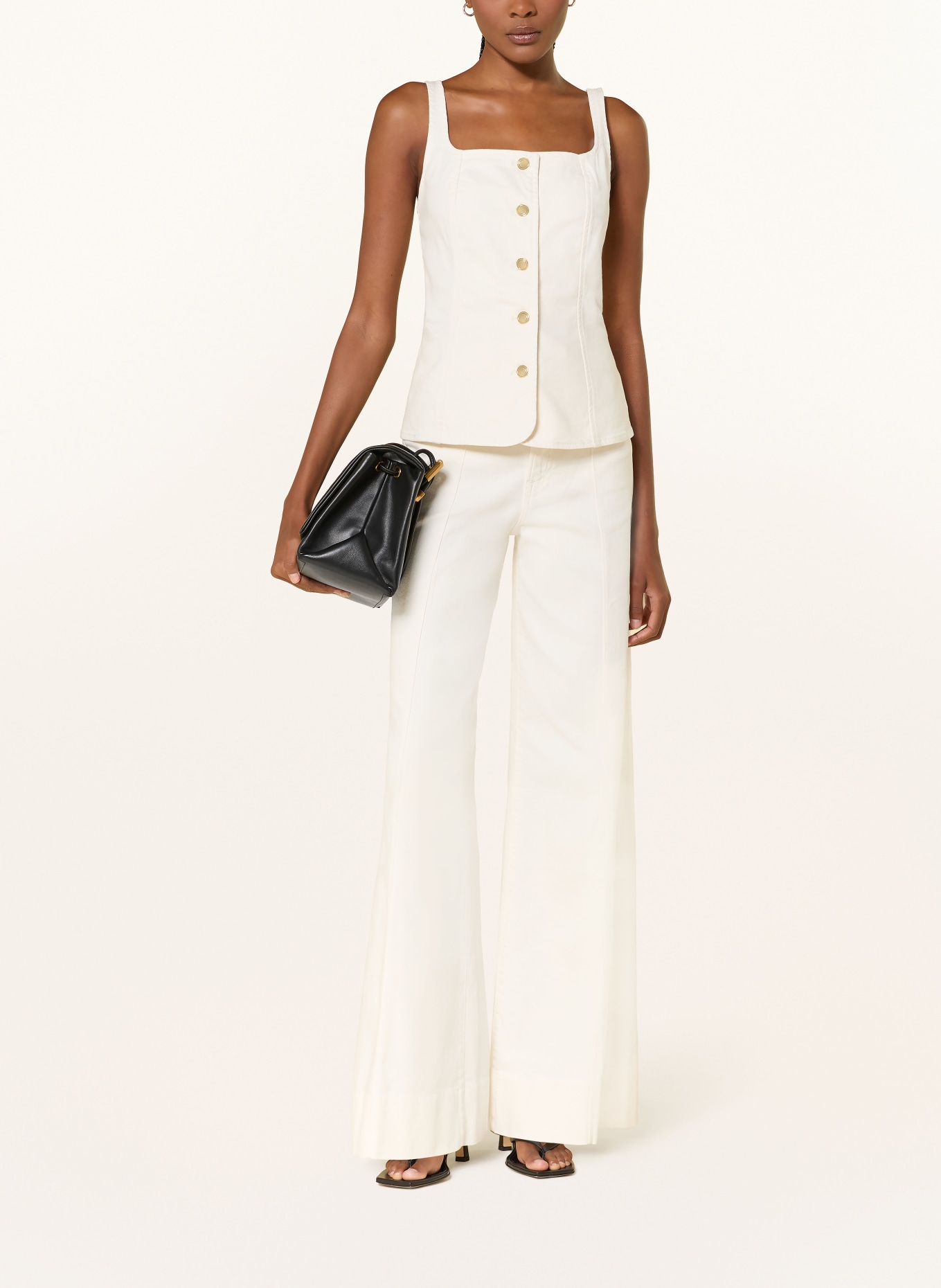 GOOD AMERICAN Wide Leg Jeans GOOD WAIST PALAZZO: CTW1 Cotton White