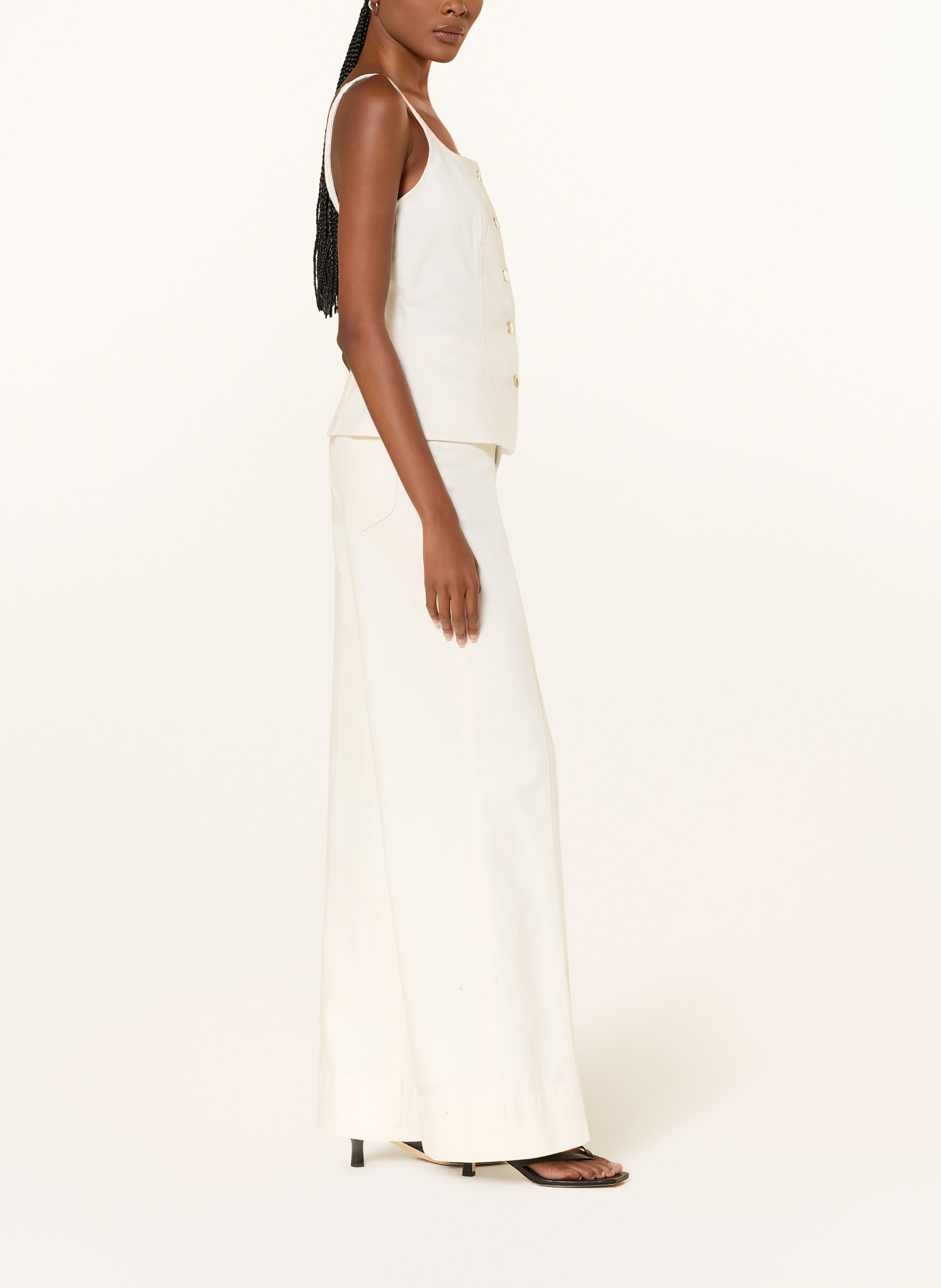 GOOD AMERICAN Wide Leg Jeans GOOD WAIST PALAZZO: CTW1 Cotton White