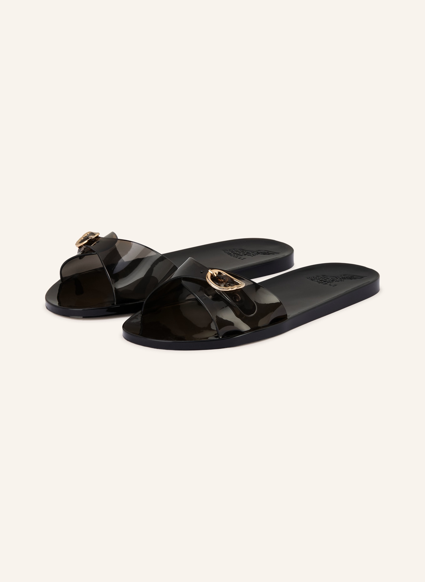 ANCIENT GREEK SANDALS Mules FILIA JELLY: NOIR / OR