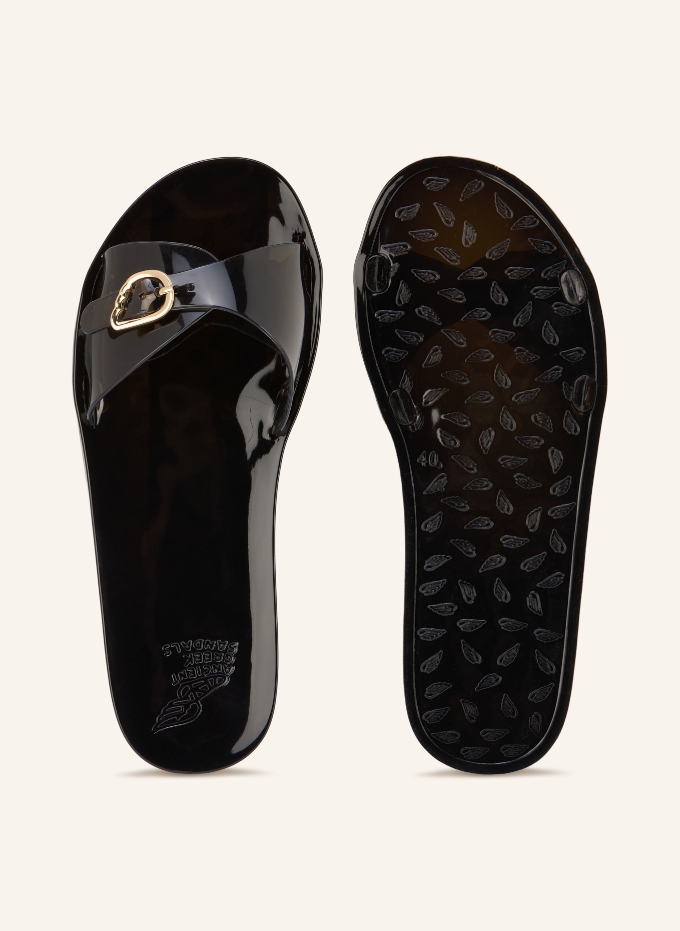 ANCIENT GREEK SANDALS Mules FILIA JELLY: NOIR / OR