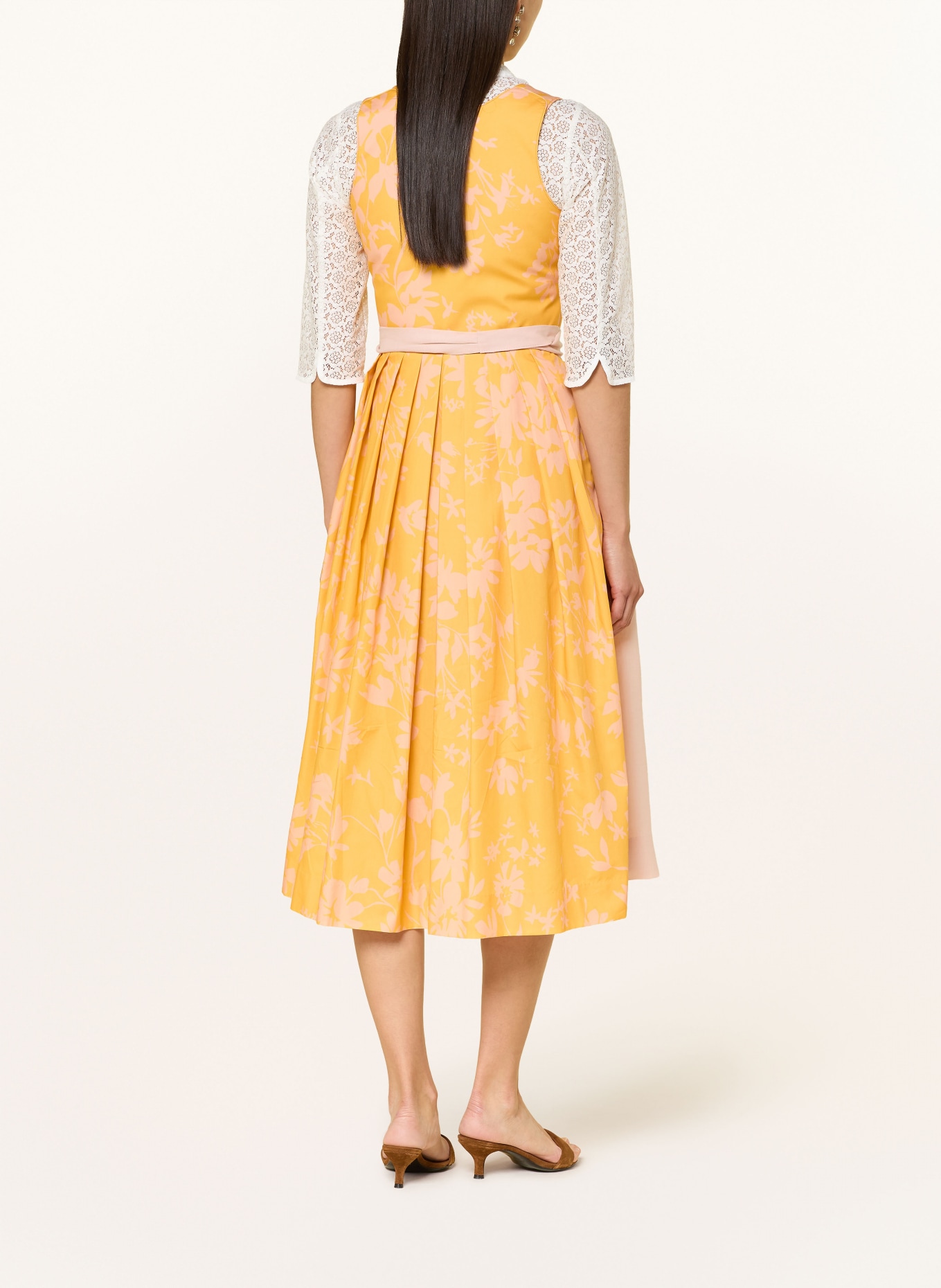 WALDORFF Dirndl CALENDULA en lin: JAUNE FONCÉ / ORANGE CLAIR / JAUNE