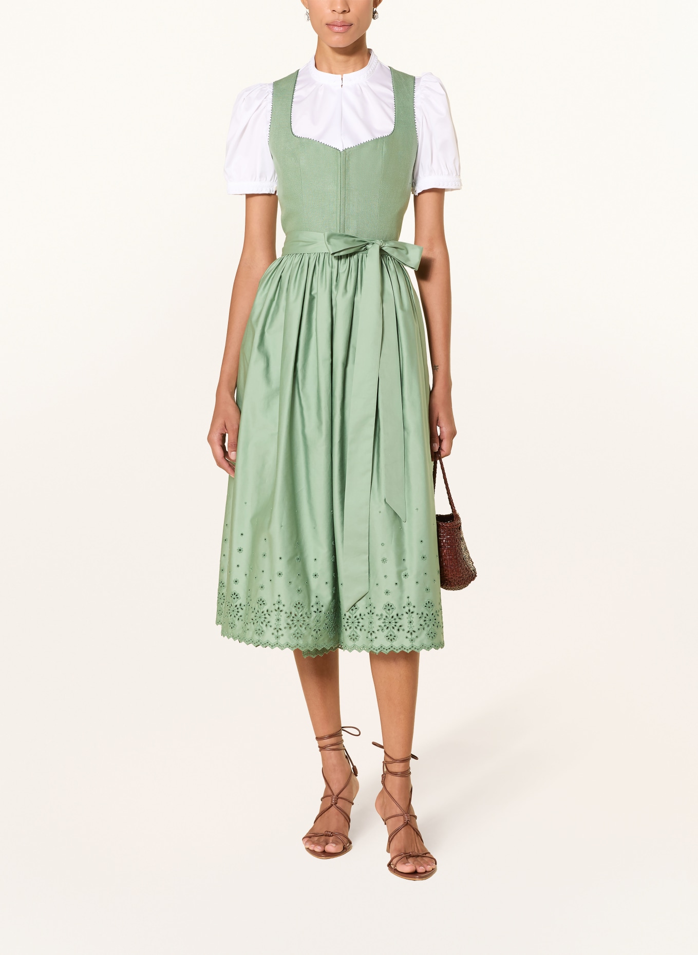 WALDORFF Dirndl PRIMULA mit Leinen: GRÜN