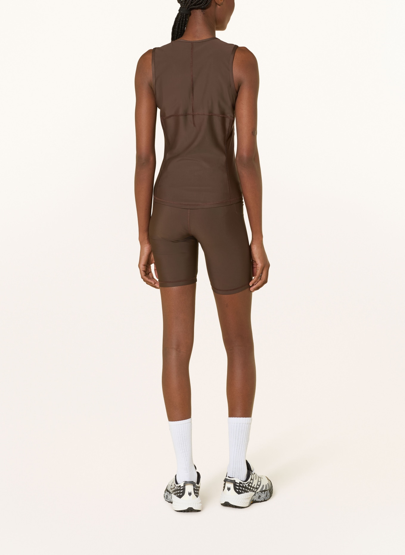 District Vision Fitted Training Tank Top: DARK BROWN