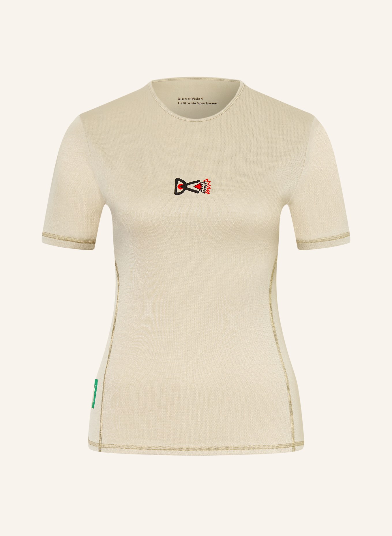 District Vision T-shirt PANELED TRAINING: BEIGE