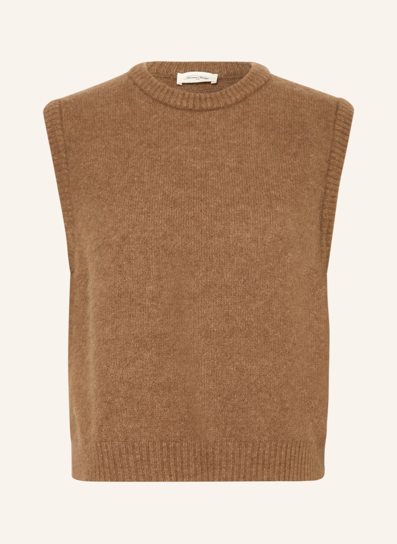 American Vintage Bezrukávový svetr VITOW s alpakou: HNĚDÁ