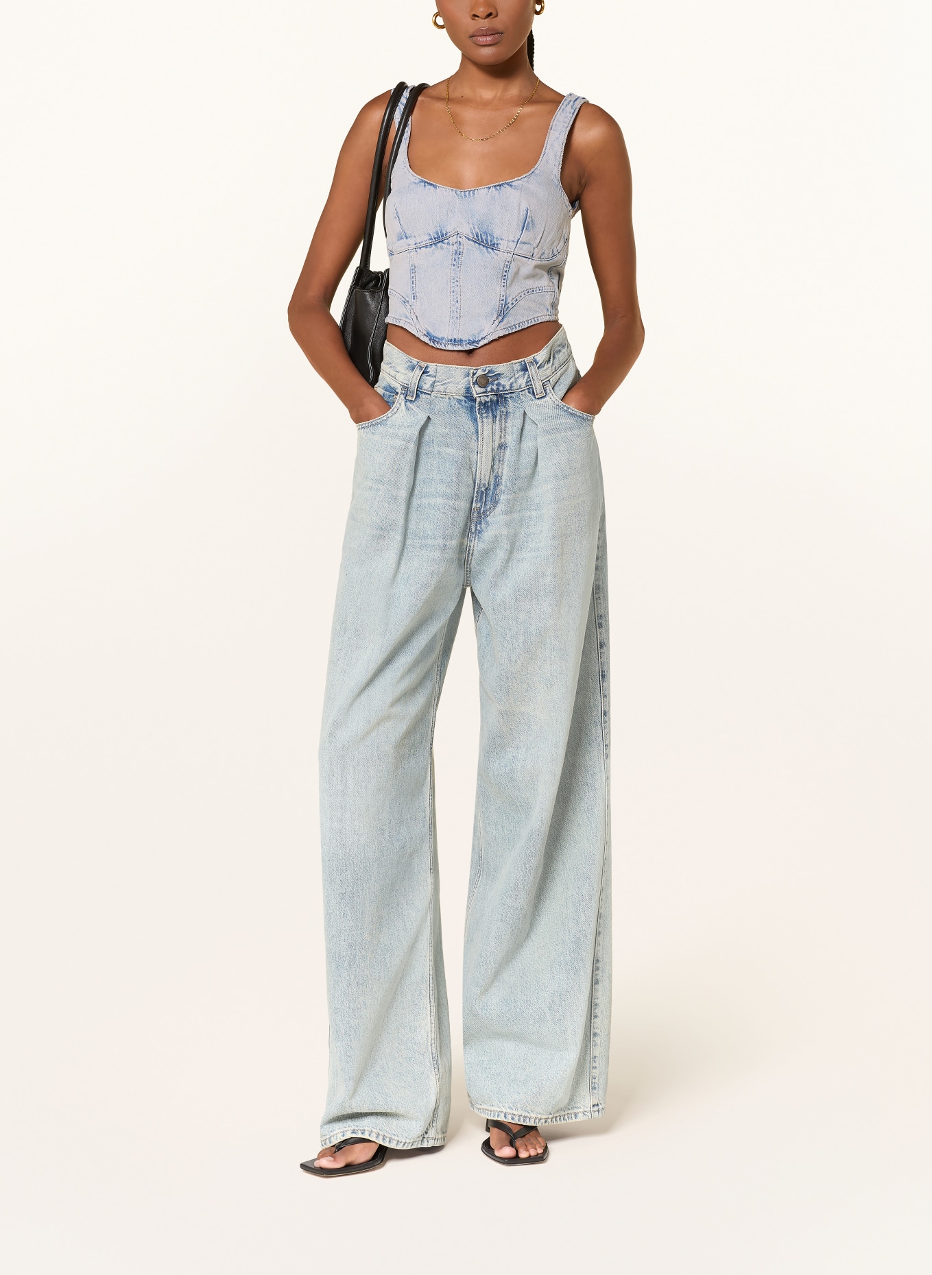 HAIKURE Krátký džínový top ELSIE: MODRÁ