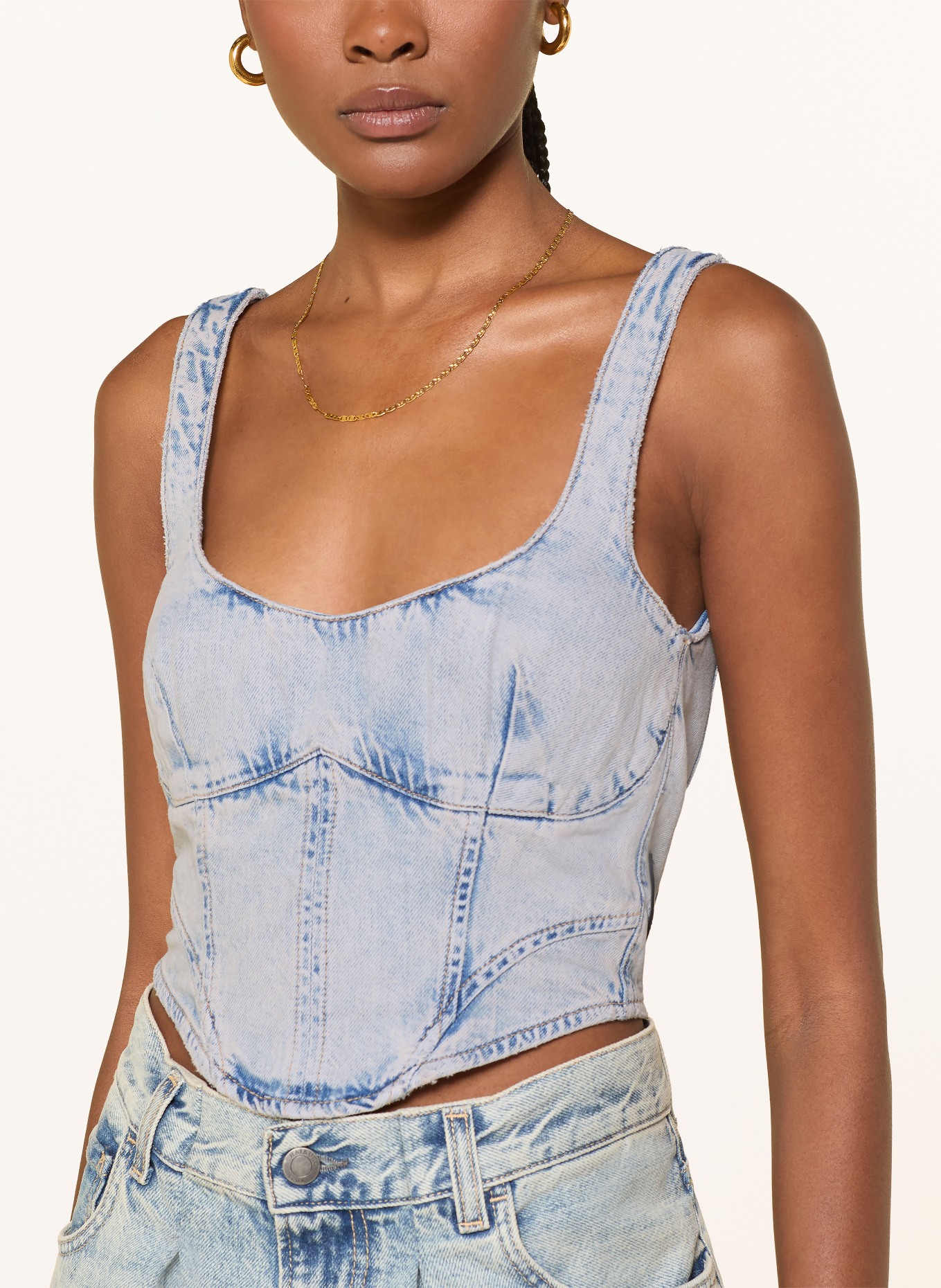 HAIKURE Krátký džínový top ELSIE: MODRÁ