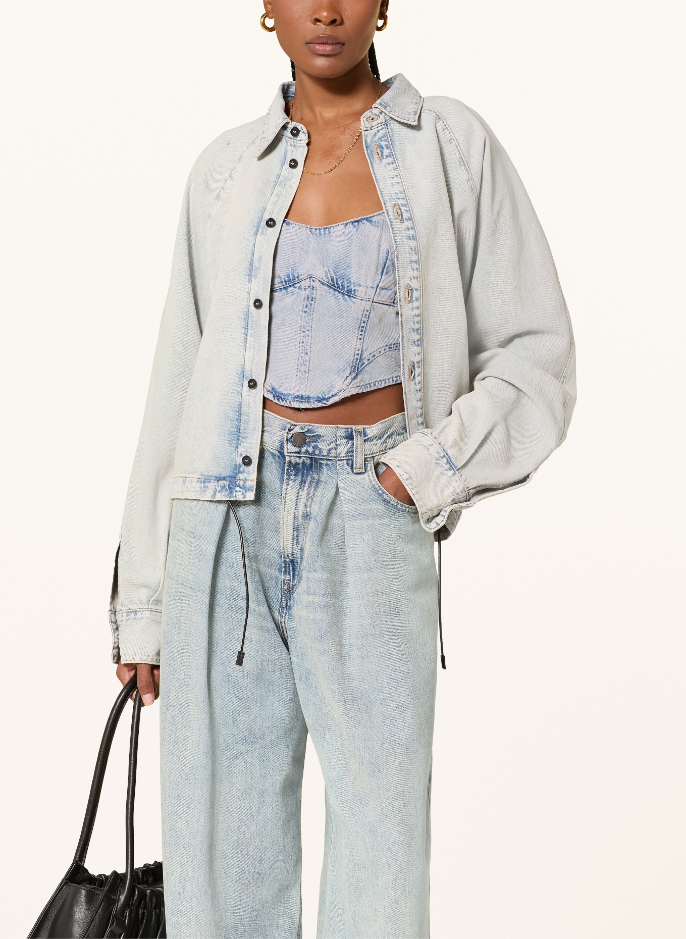 HAIKURE Krátký džínový top ELSIE: MODRÁ