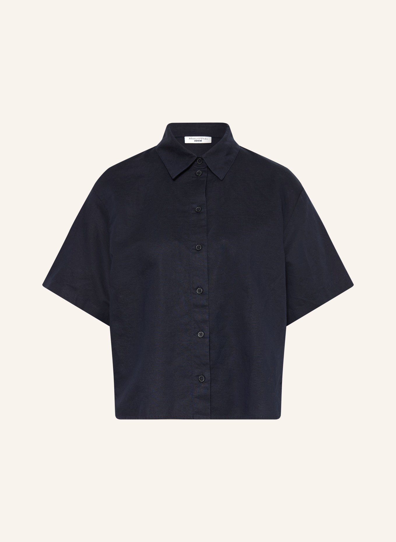 Marc O'Polo DENIM Hemdbluse mit Leinen: DUNKELBLAU