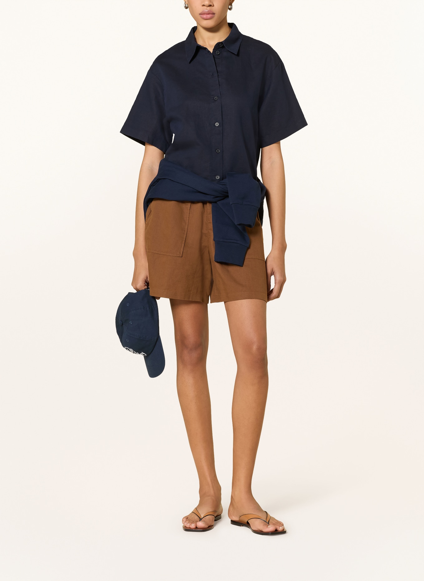 Marc O'Polo DENIM Hemdbluse mit Leinen: DUNKELBLAU