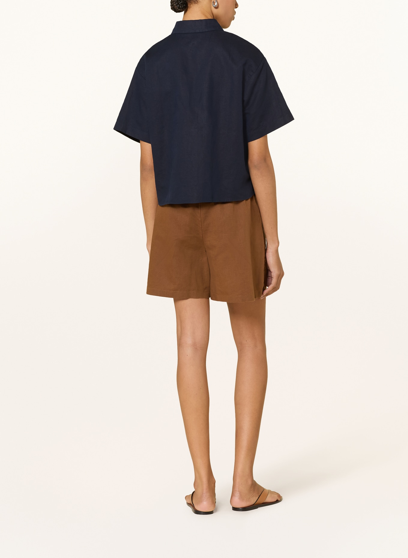 Marc O'Polo DENIM Hemdbluse mit Leinen: DUNKELBLAU