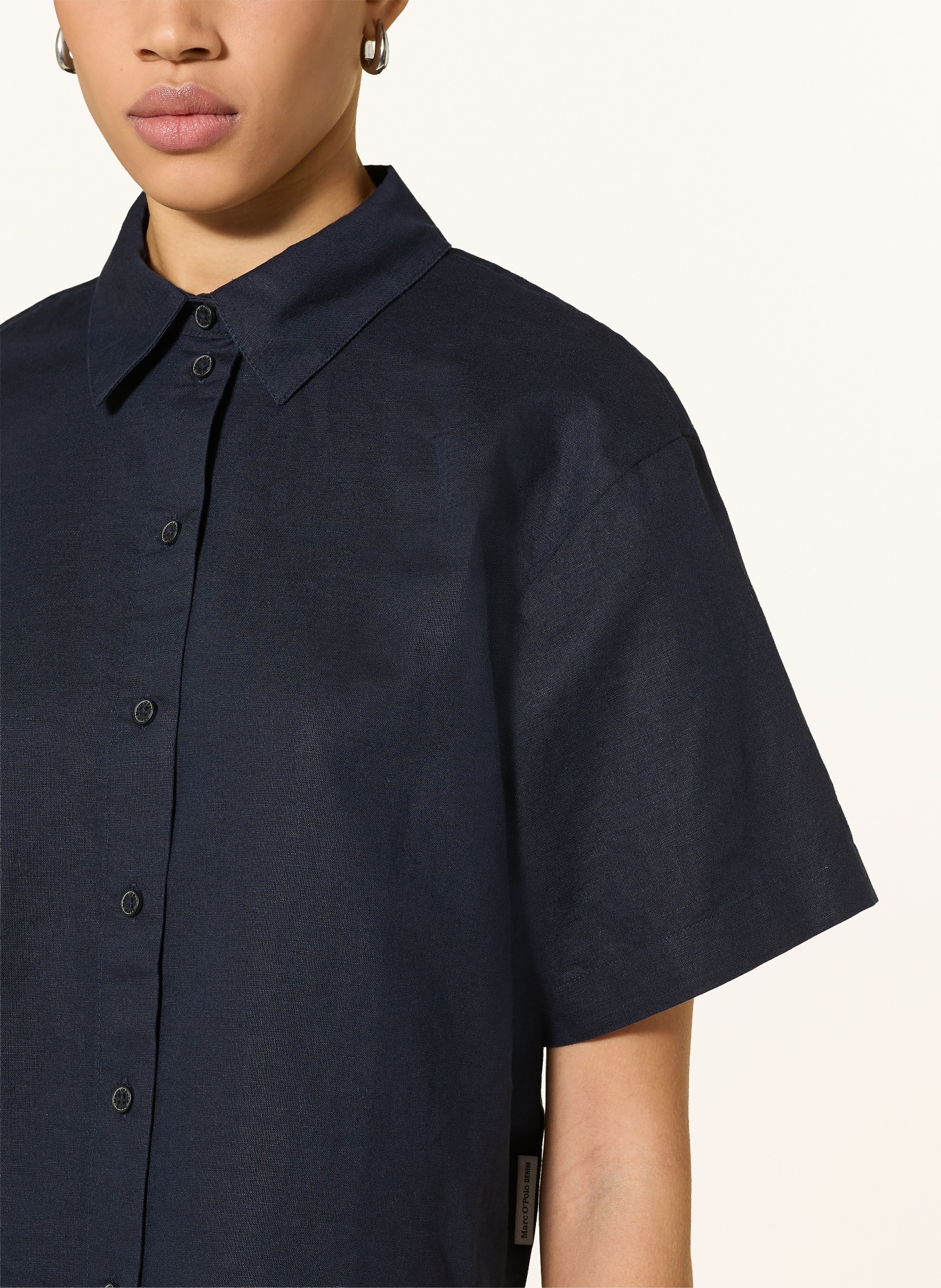 Marc O'Polo DENIM Hemdbluse mit Leinen: DUNKELBLAU