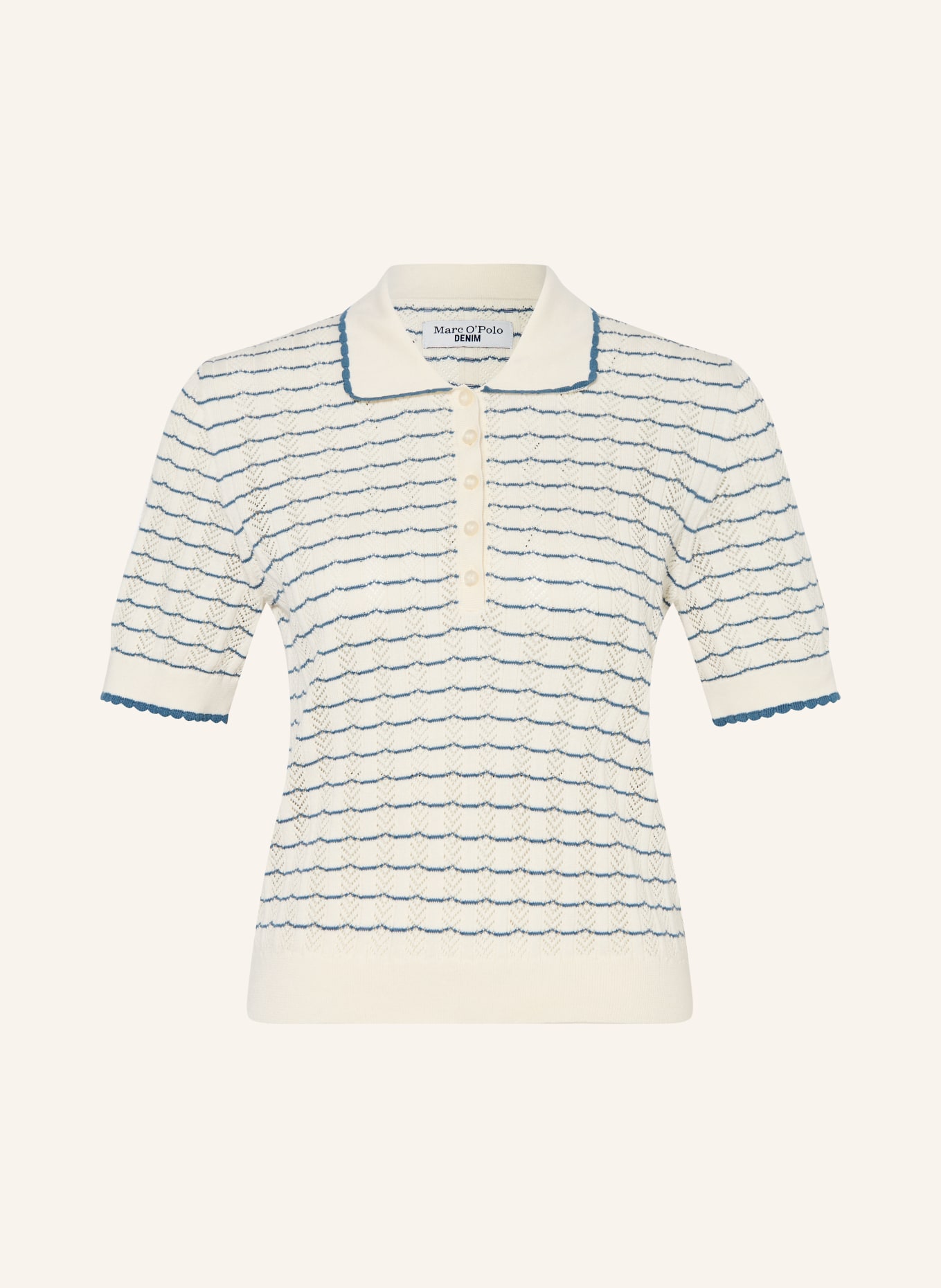 Marc O'Polo DENIM Knit polo shirt: WHITE / BLUE