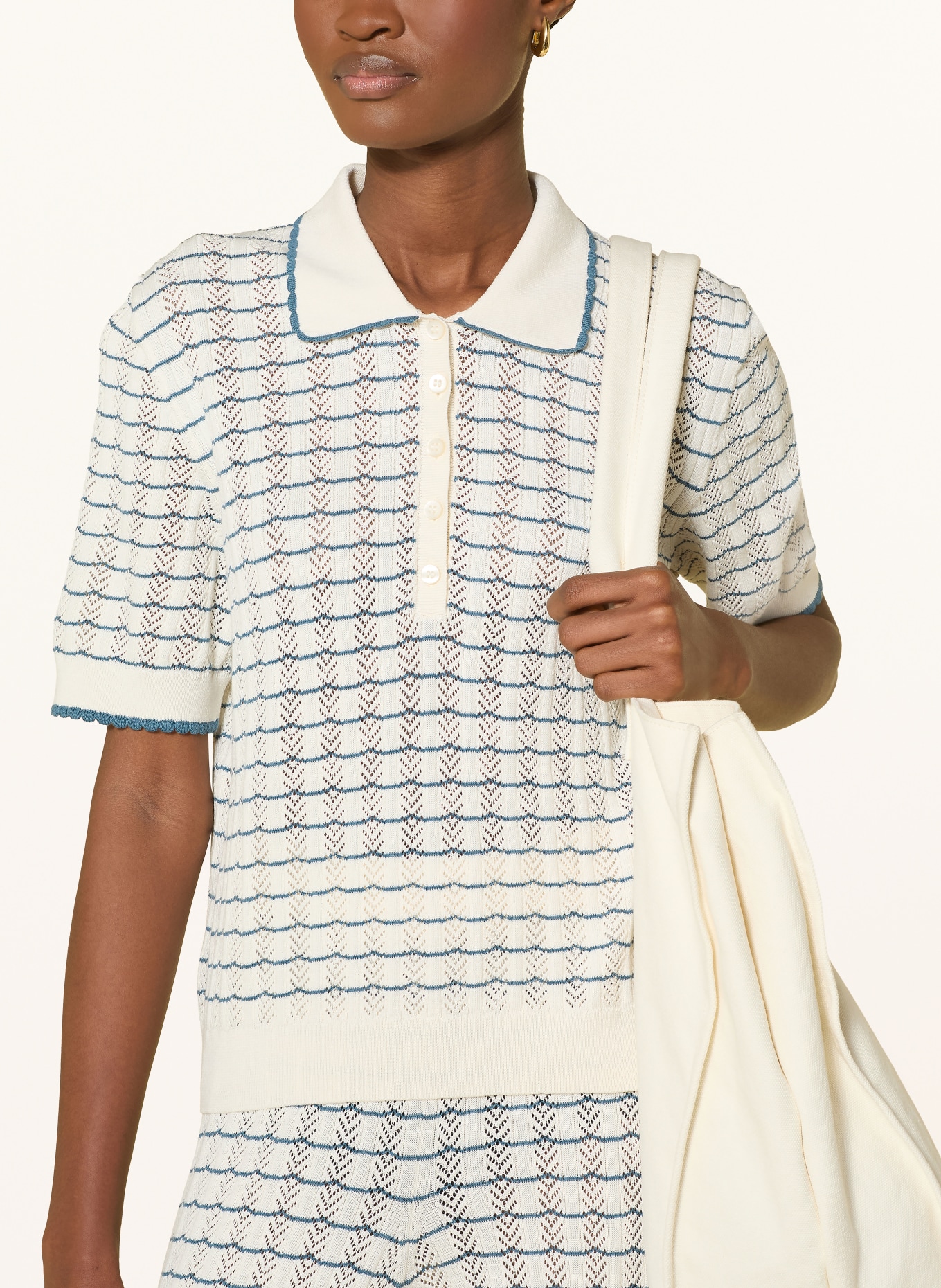 Marc O'Polo DENIM Knit polo shirt: WHITE / BLUE