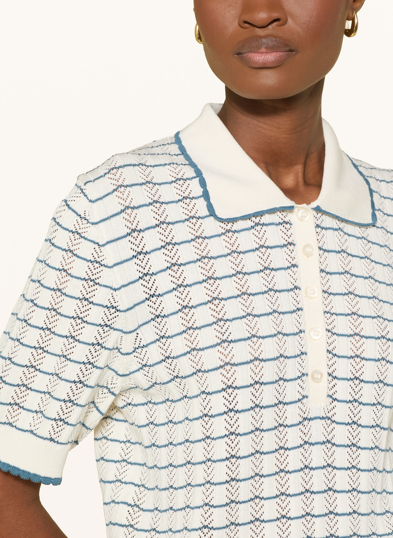 Marc O'Polo DENIM Knit polo shirt: WHITE / BLUE