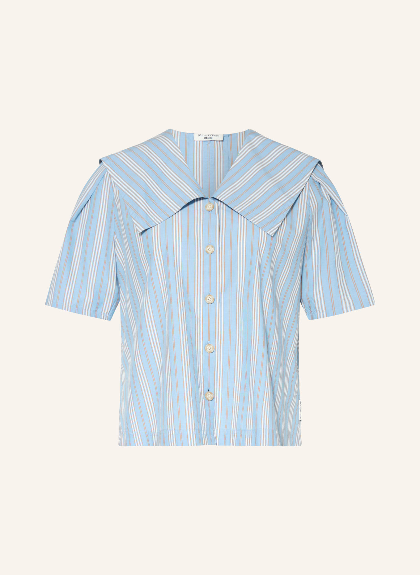 Marc O'Polo DENIM Košilová blůza: TMAVĚ MODRÁ / TMAVĚ ORANŽOVÁ / BÍLÁ