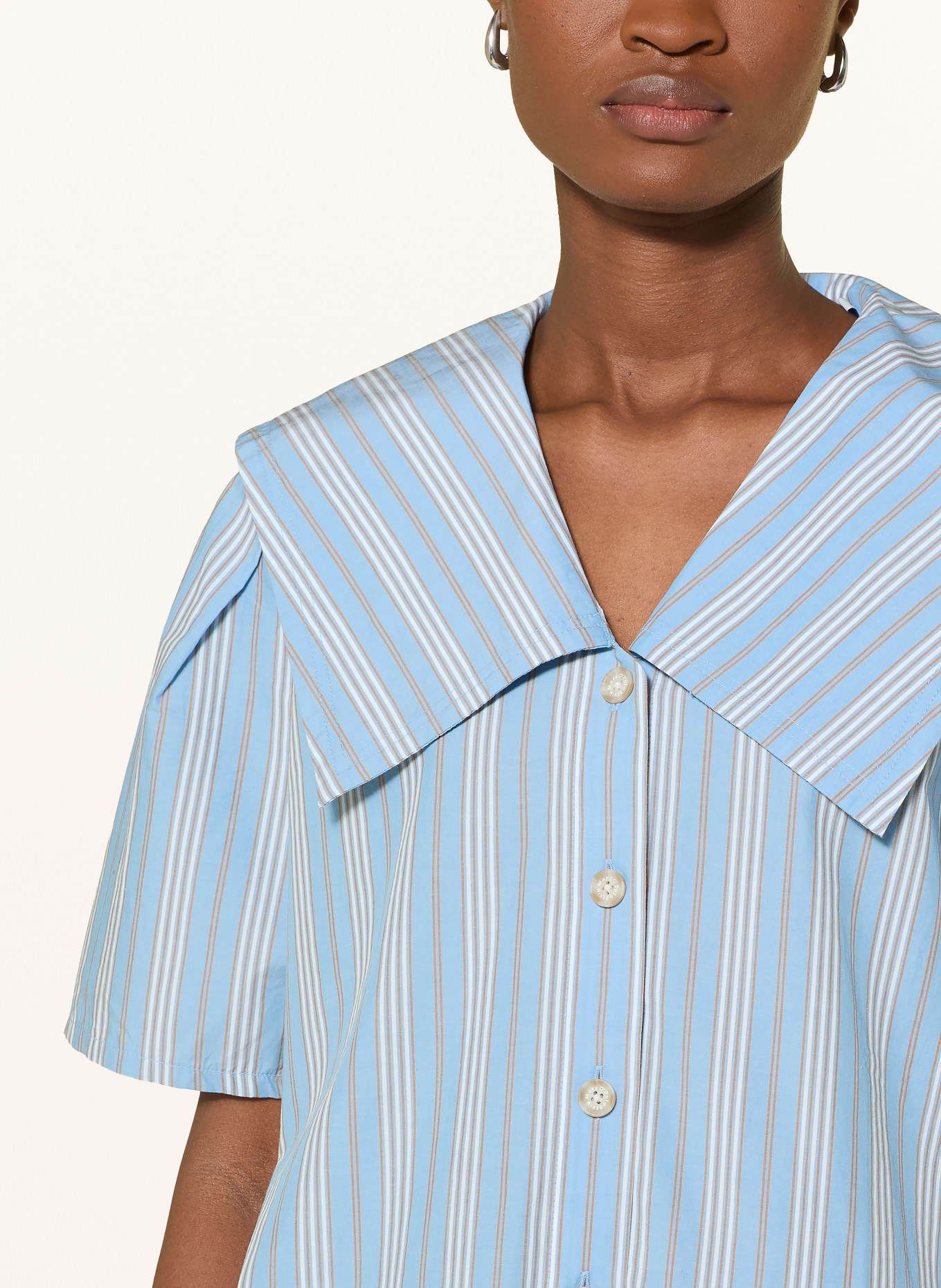 Marc O'Polo DENIM Košilová blůza: TMAVĚ MODRÁ / TMAVĚ ORANŽOVÁ / BÍLÁ