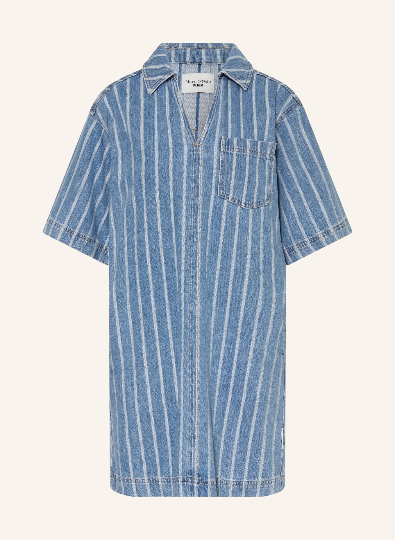 Marc O'Polo DENIM robe en jean: BLEU / BLANC