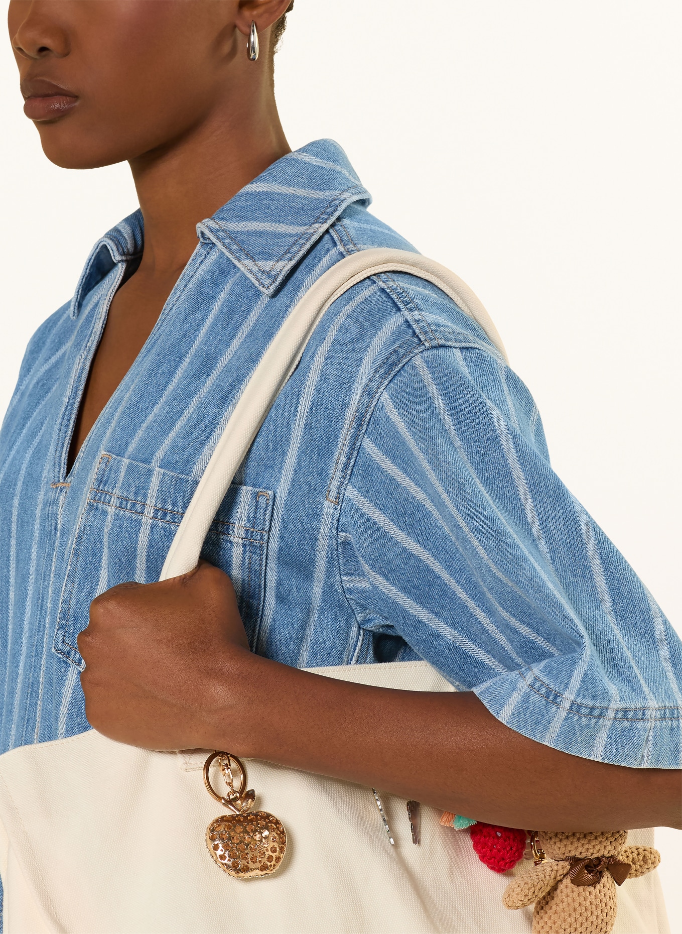 Marc O'Polo DENIM robe en jean: BLEU / BLANC