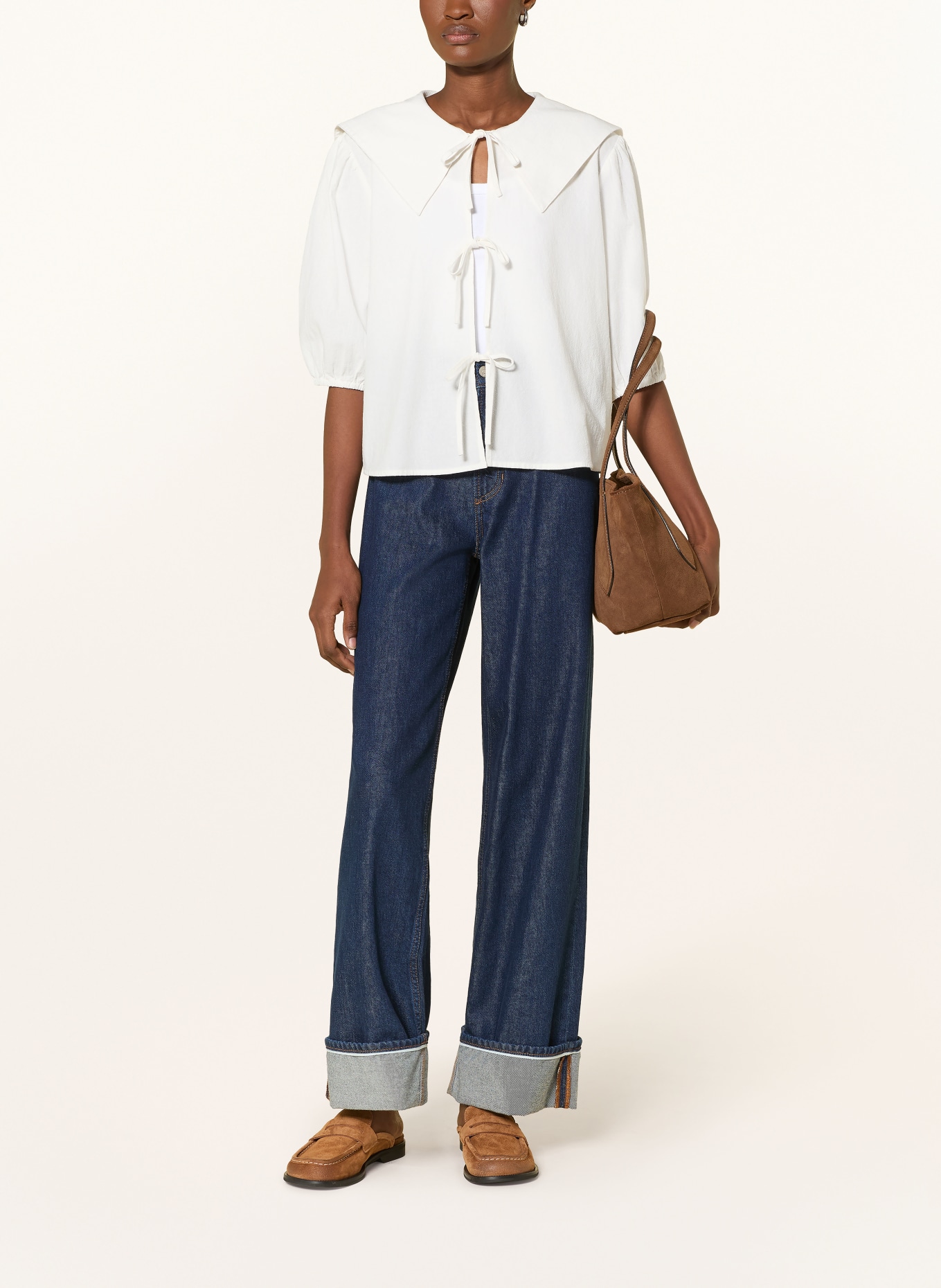 Marc O'Polo DENIM Blusenshirt mit 3/4-Arm: CREME