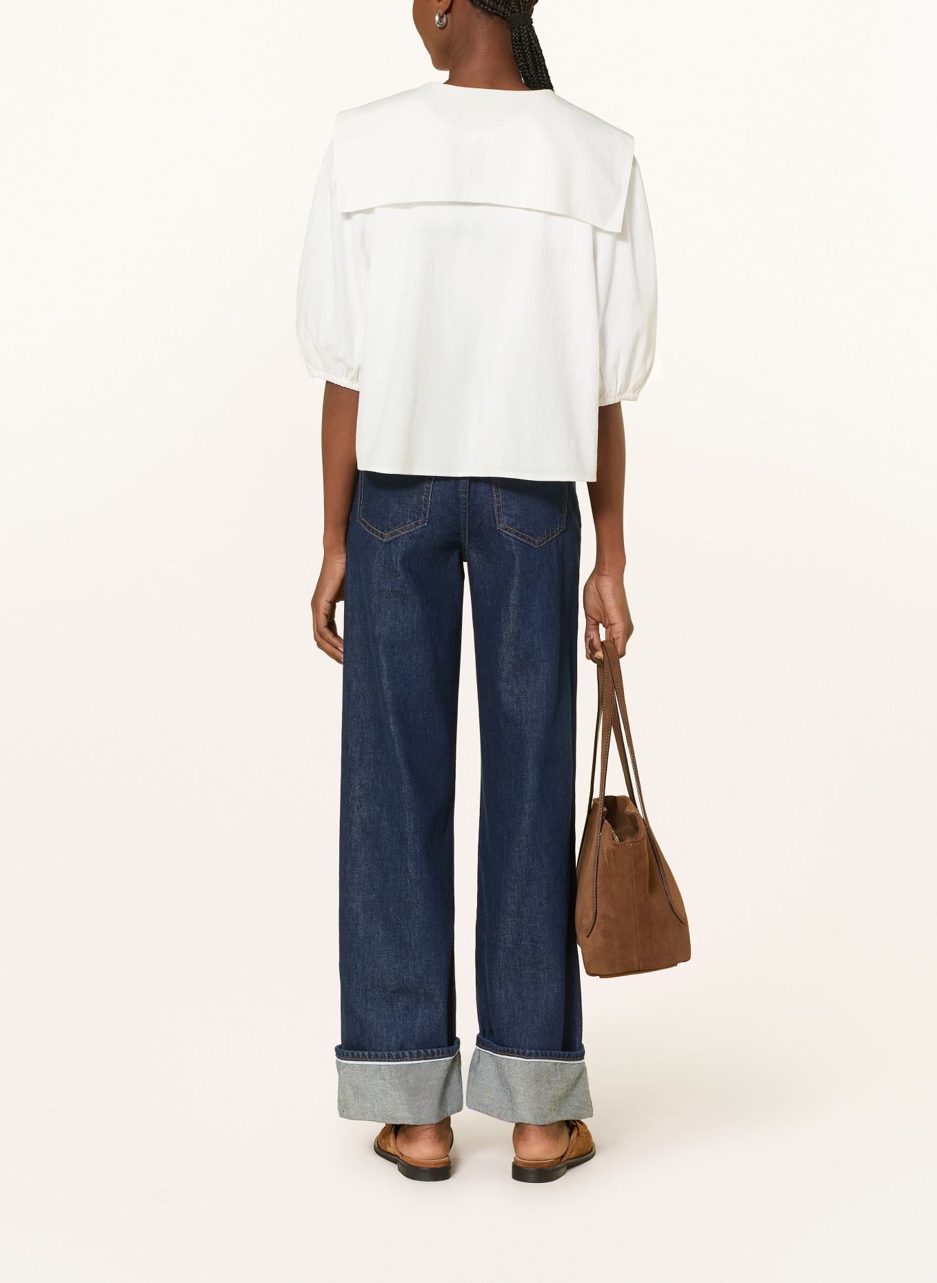 Marc O'Polo DENIM Blusenshirt mit 3/4-Arm: CREME