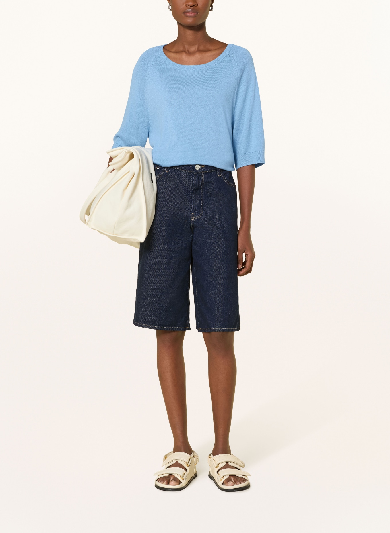 Marc O'Polo DENIM Sweter z rękawami 3/4: JASNONIEBIESKI