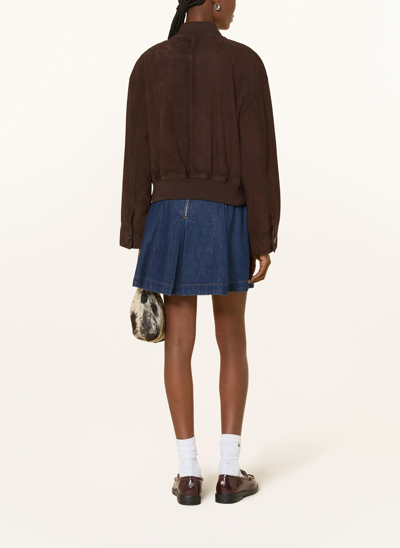 Marc O'Polo DENIM Lederblouson: DUNKELBRAUN